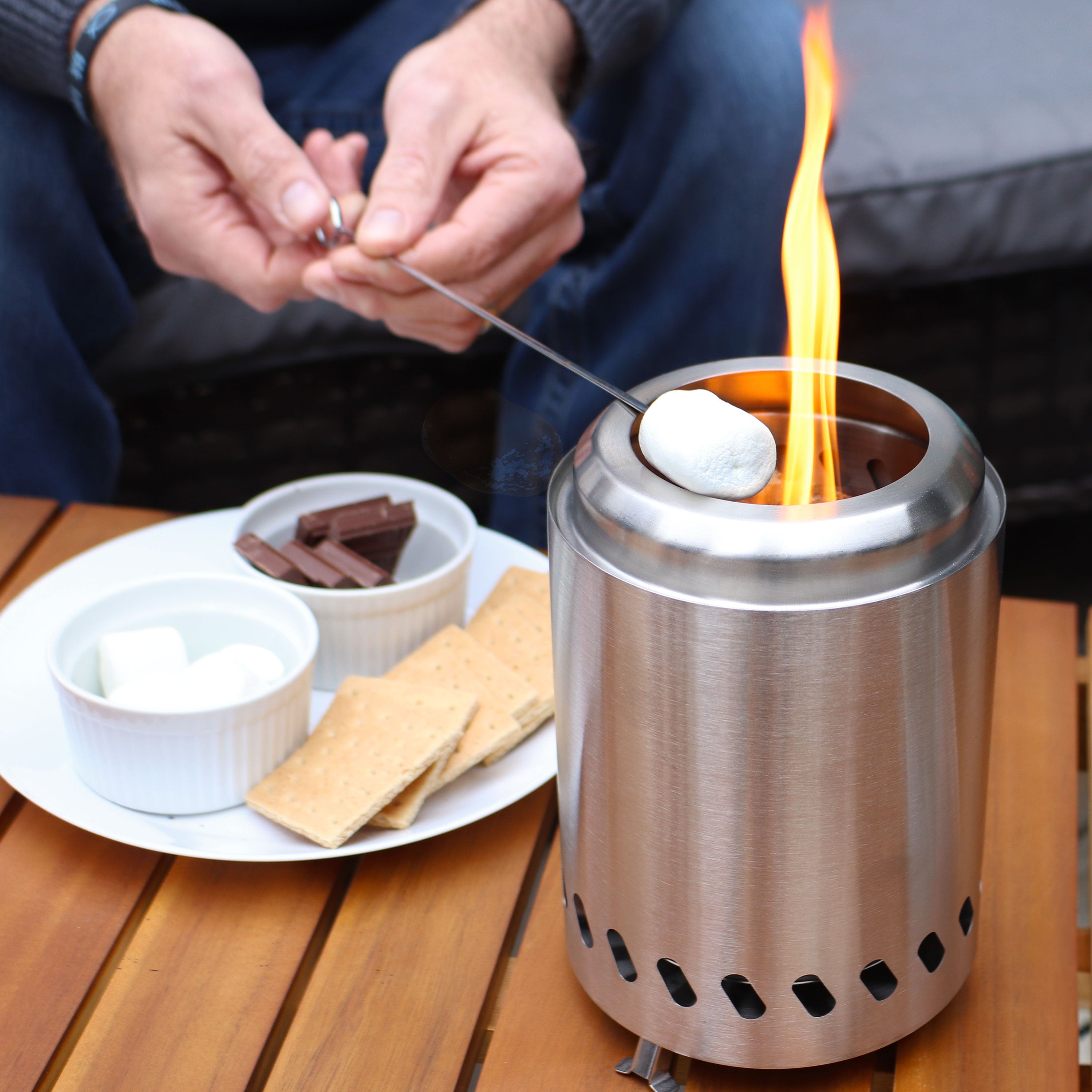 Sunnydaze Portable Tabletop Smokeless Fire Pit with Carry Bag & Poker - Perfect for Camping, Backyard, Patio & Outdoor Gatherings