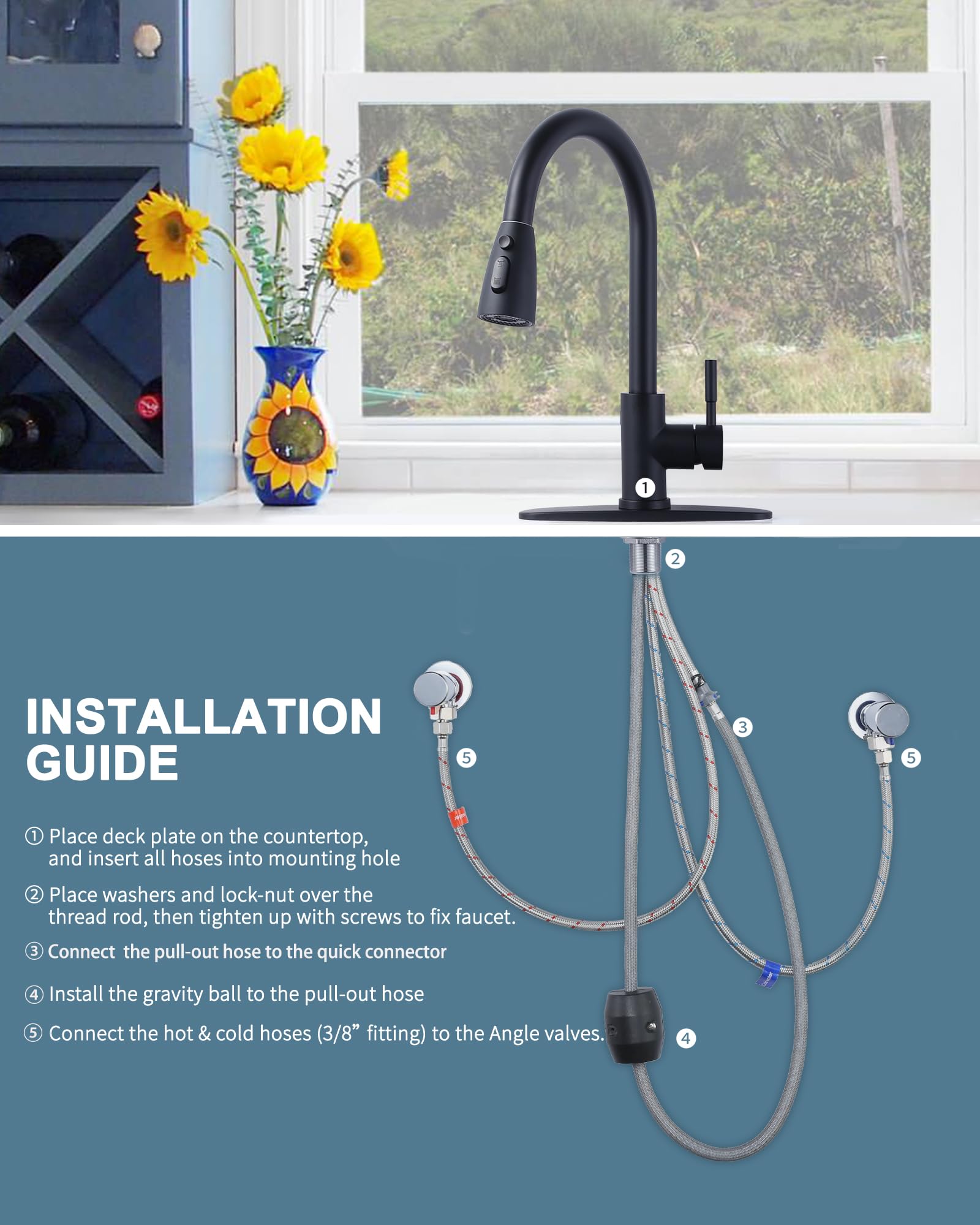Stainless Steel Pull Down Kitchen Faucet with Sprayer - High Arc for RV & Home Use