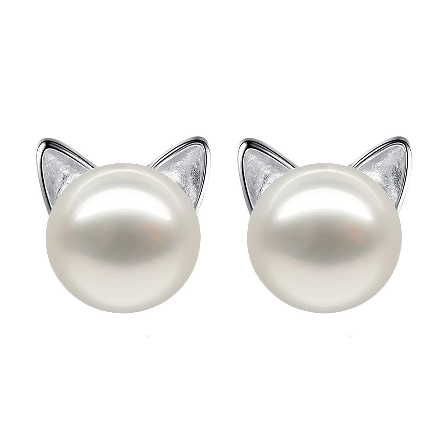 Stylish Sterling Silver Cat Earrings with Pearl Accents for Women | Perfect Gift for Cat Lovers | Elegant Stud Earrings for Everyday Wear & Special Occasions