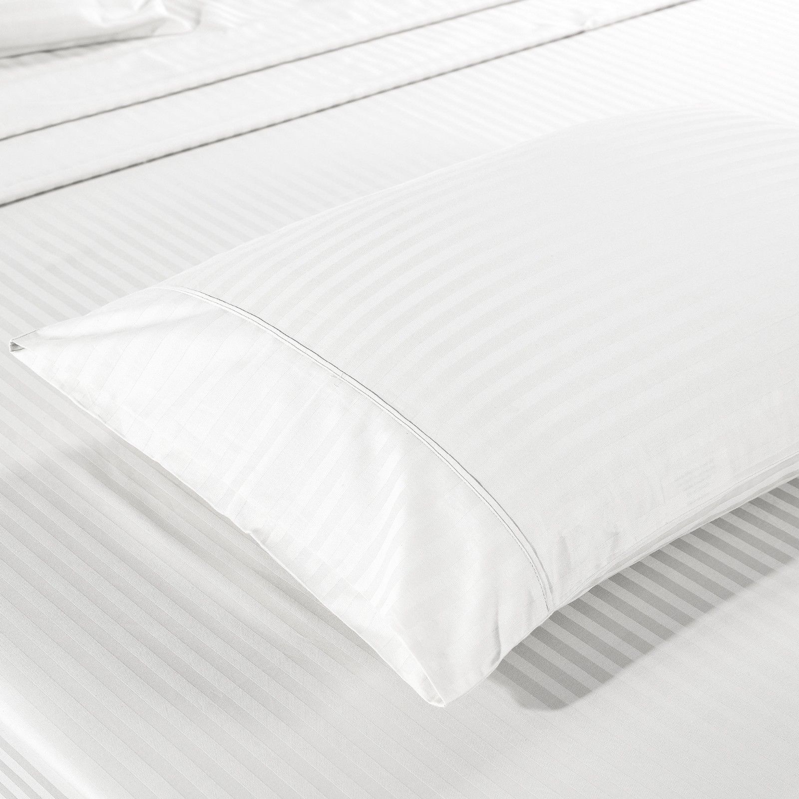 Kensington 1200 Thread Count 100% Egyptian Cotton Sheet Set - Luxury Hotel Grade Stripe White Sheets for Double Bed | Ultra Soft Breathable Bedding for Home, Hotel & Guest Room Use
