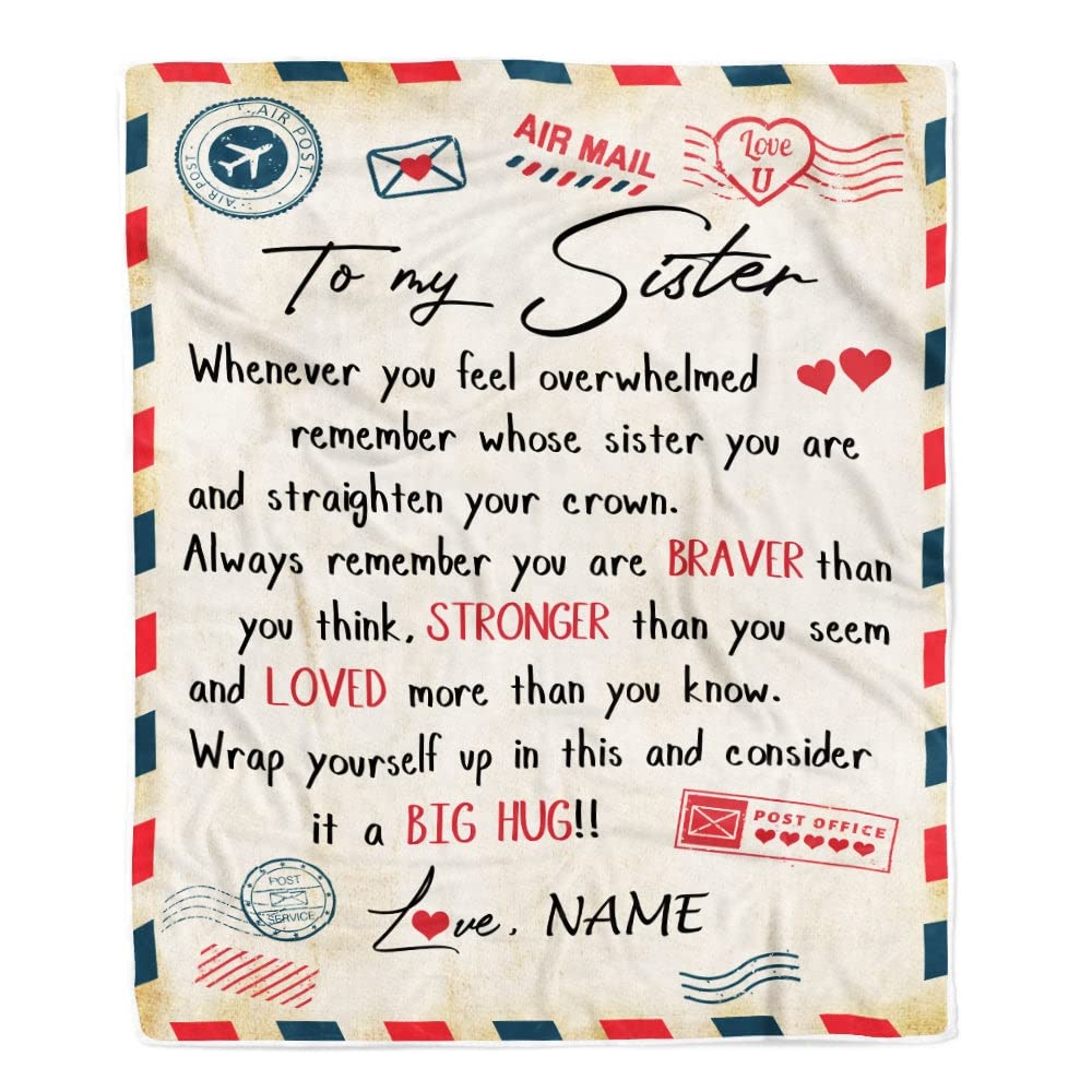 Custom Fleece Blanket for Sister - Personalized Gift from Brother, 60x80 Inch, Birthday Graduation Christmas Present - Cozy Throw for Home, Dorm, or Travel