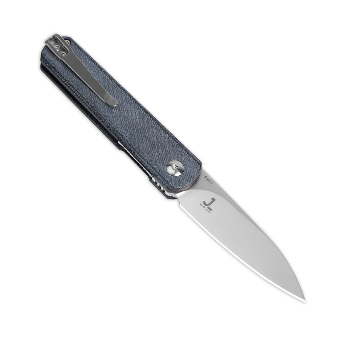 Kizer V3499C4 Vanguard Feist Folding Pocket Knife - Linerlock Front Flipper, Plain Drop Point Blade, Denim Micarta Handles - EDC, Outdoor, Camping & Survival Tool