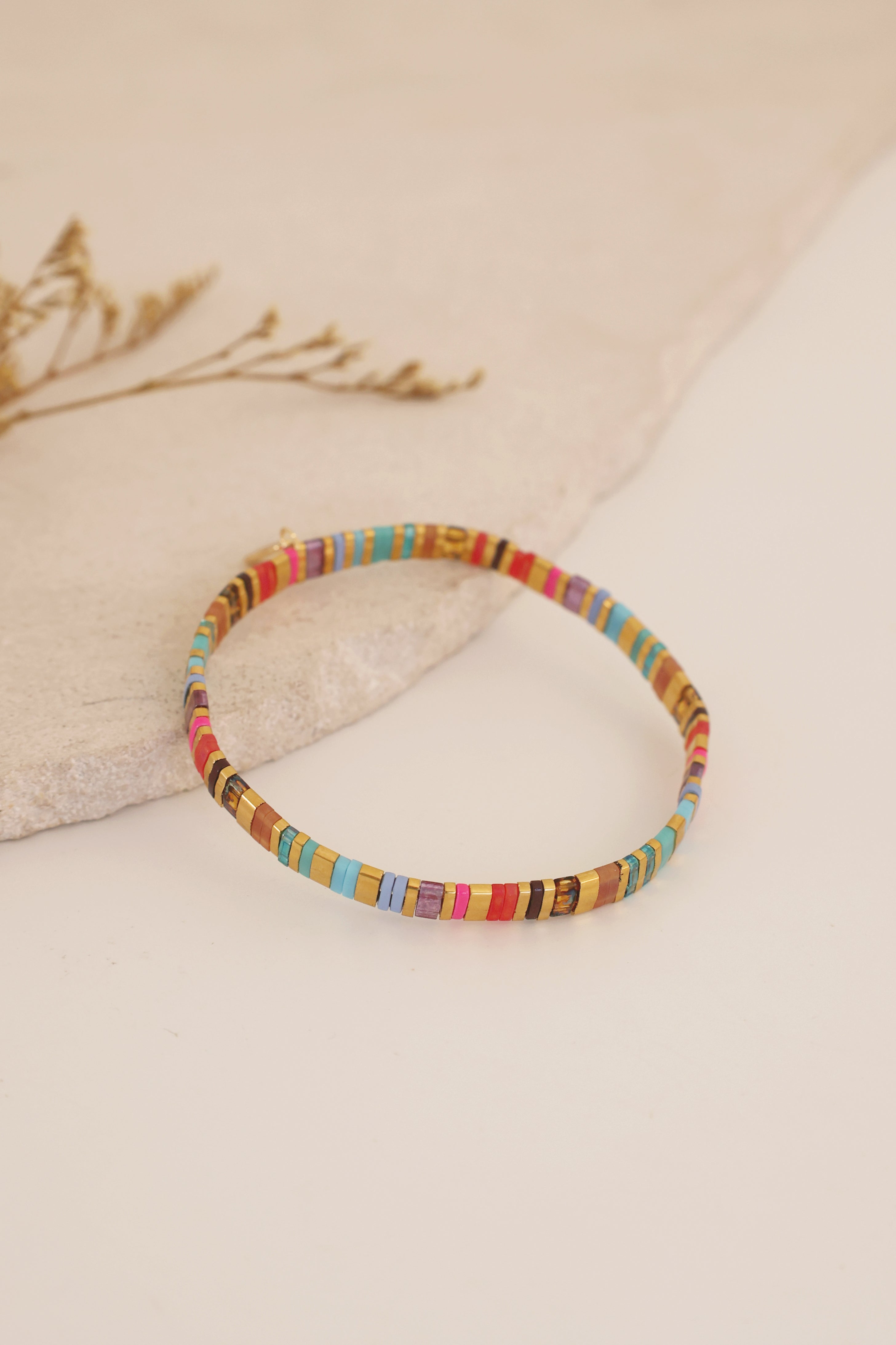 Beaded Raspberry Chicklet Bracelet - Stylish Handmade Beaded Jewelry for Women, Girls - Perfect for Parties, Gifts & Everyday Wear