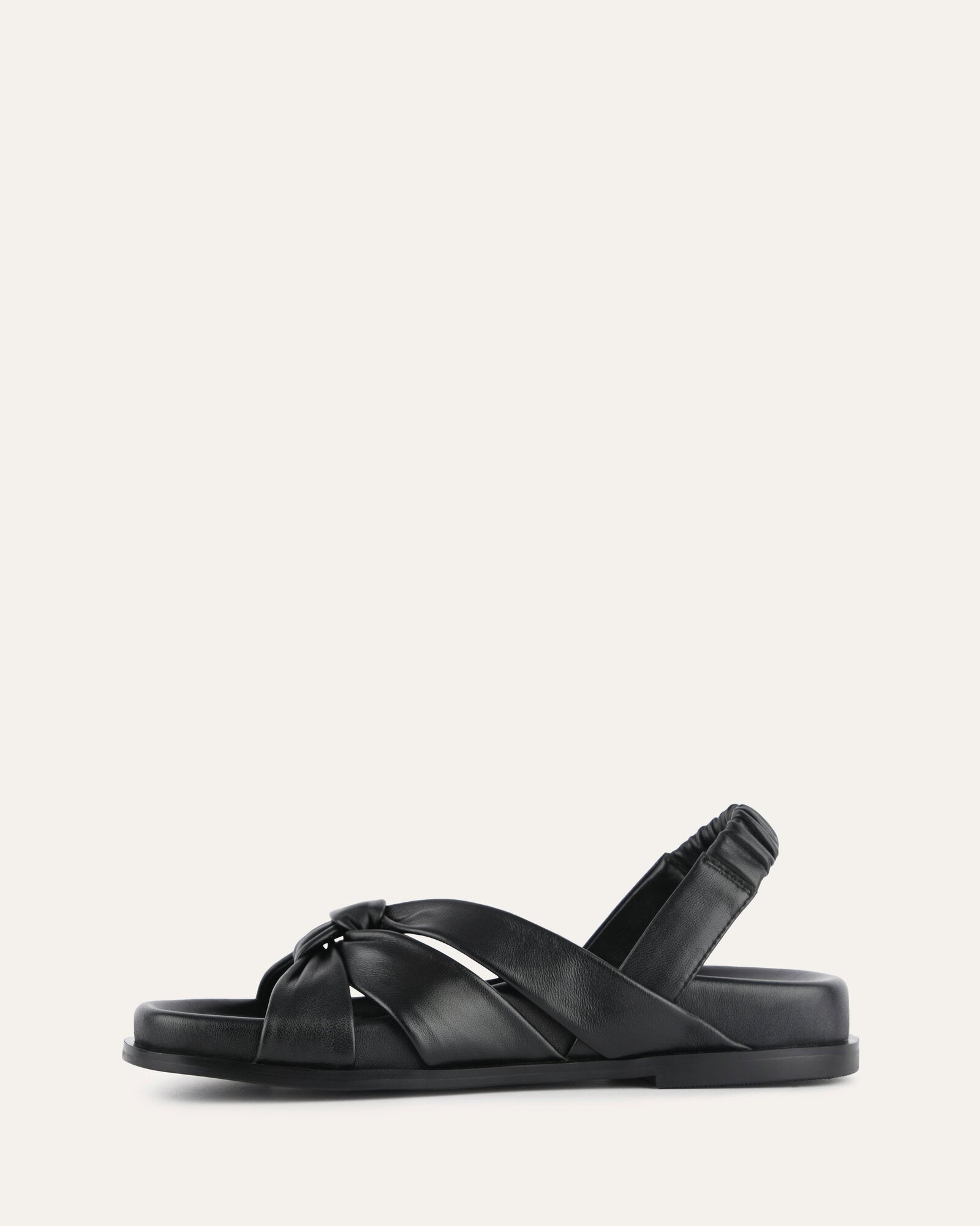 VINCENT Women's Flat Sandals - Black Genuine Leather Comfortable Slip-On Shoes for Casual Walking, Beach & Summer Outfits