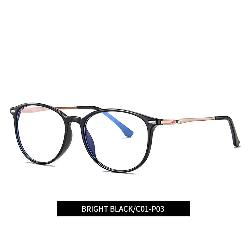 Brightzone Women's Full Rim Oval Round TR90 Alloy Eyeglasses 74754 - Lightweight & Durable Glasses for Work, Reading & Everyday Use