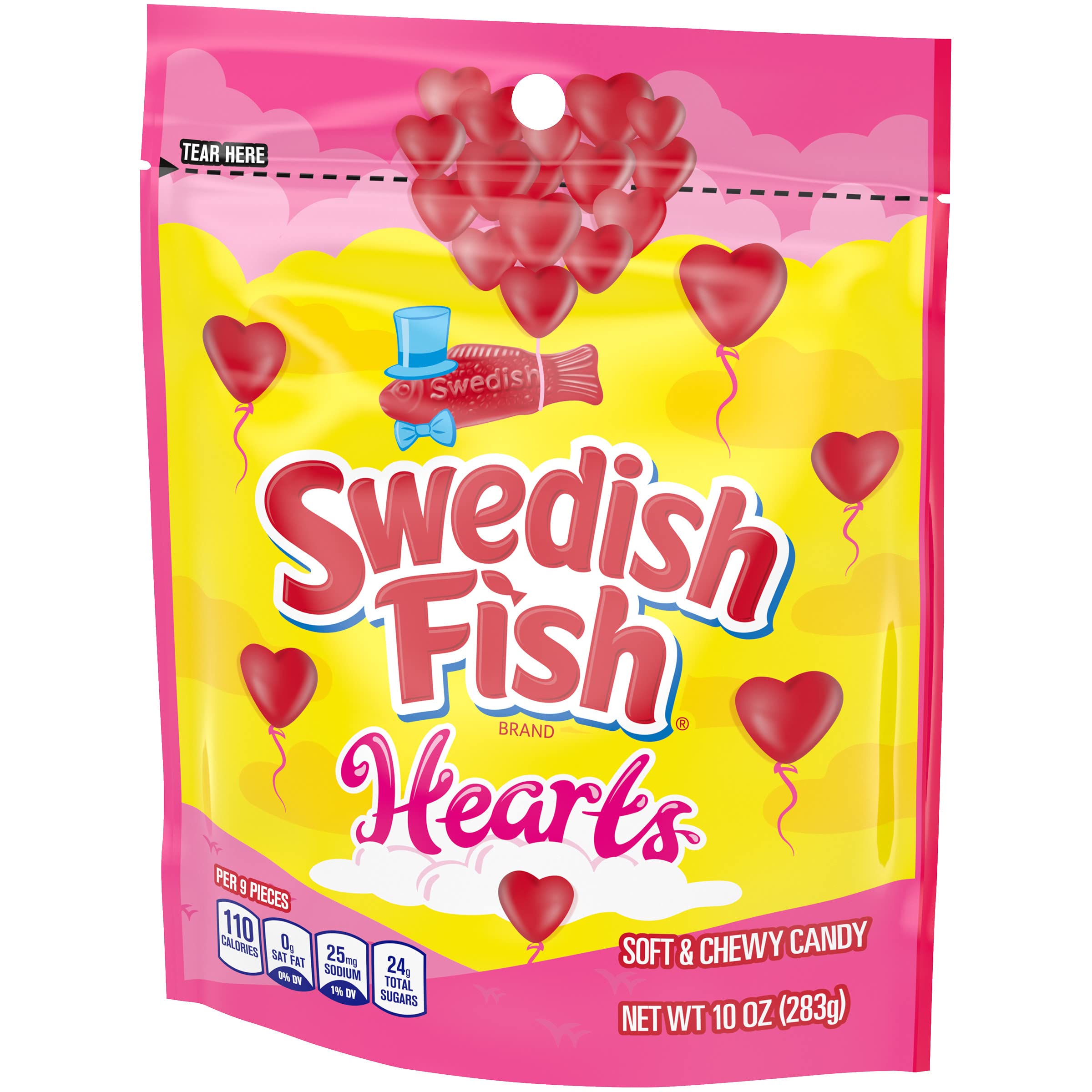 Swedish Fish Soft & Chewy Valentine's Day Candy Hearts - 10 oz Bag - Perfect for Valentine's Gifts, Party Favors & Sweet Treats