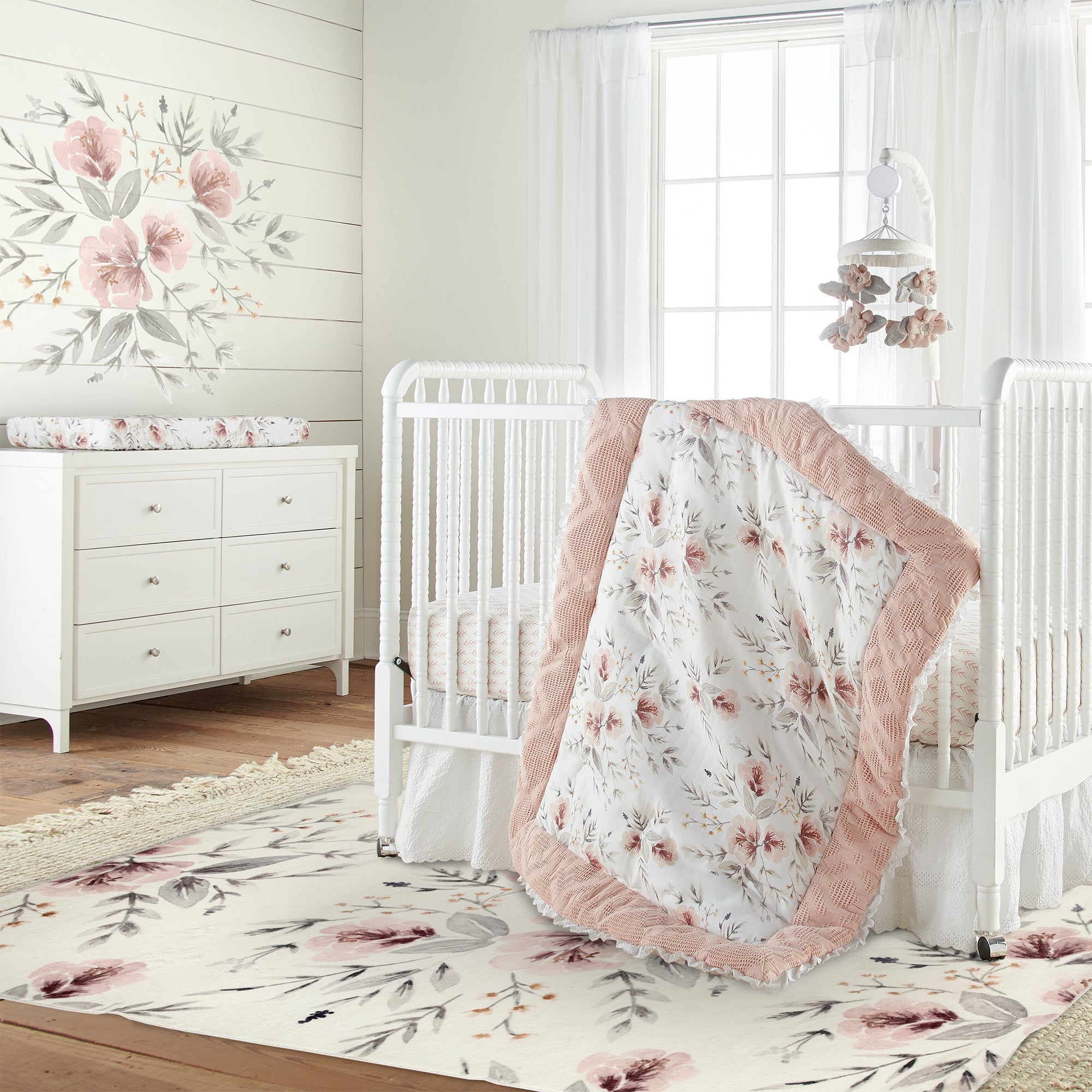 Adeline Floral Rug - Soft Non-Slip Area Rug for Living Room, Bedroom, Nursery - Boho Chic Home Decor for Cozy Spaces