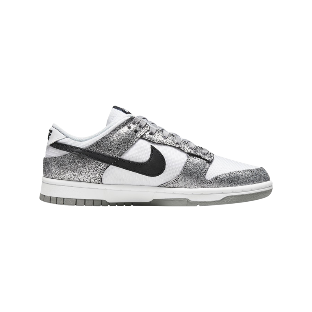 Nike Women's Dunk Low Sneakers - Metallic Silver, Black & White Retro Running Shoes for Women | Casual Wear, Gym & Street Style Fashion