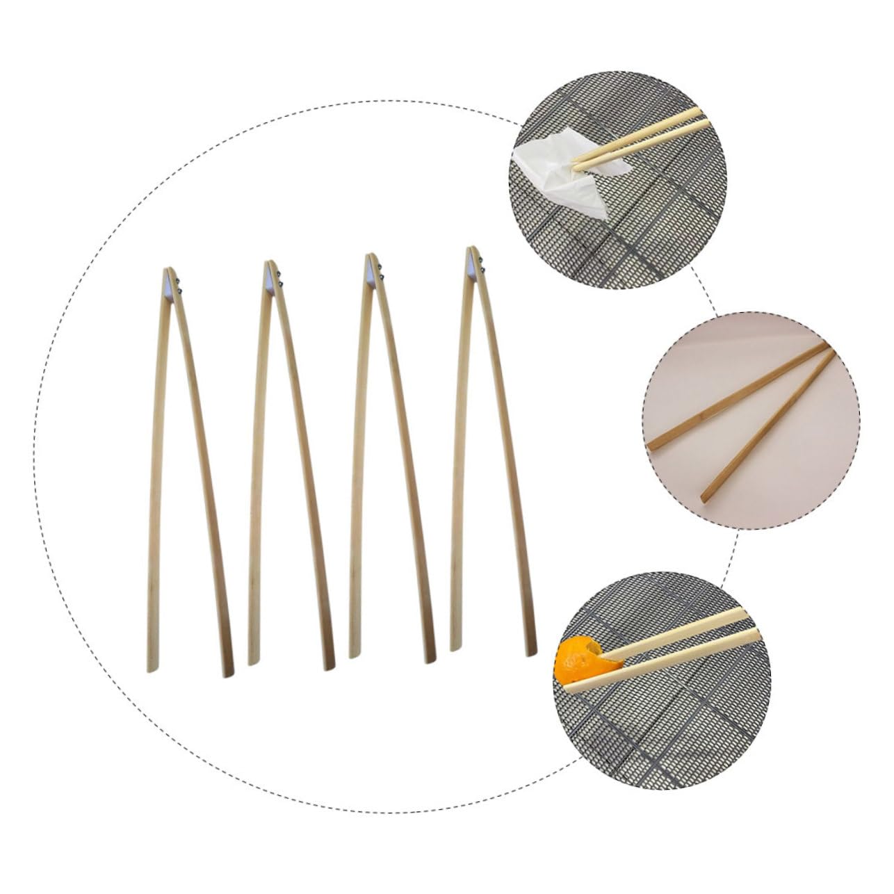 DOITOOL 4-Piece Firewood Grabber Tool Set - Extra Long Bamboo Fireplace Tongs, Crab Log Tongs & Waste Picker for Wood Stove, Camping, and Yard Cleanup - Heavy Duty Reaching Grabber Tool for Fireplace, BBQ, and Outdoor Use