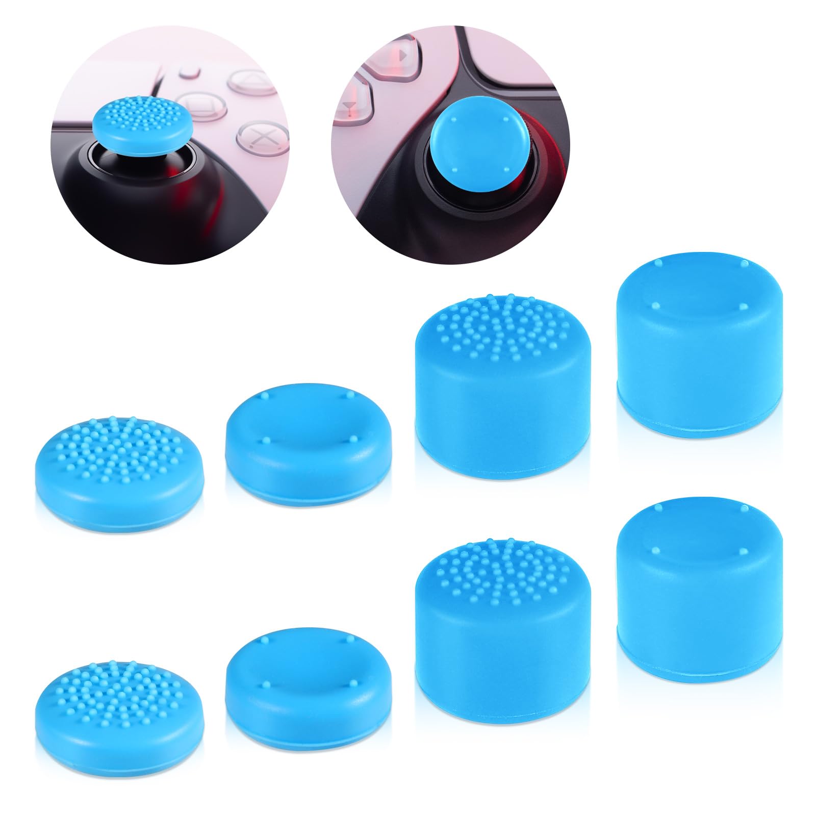 8-Piece Silicone Controller Thumb Grips Set in 4 Sizes - Non-Slip Analog Stick Caps & Joystick Covers for PlayStation Portal (Blue) - Improve Gaming Comfort & Grip for Long Sessions