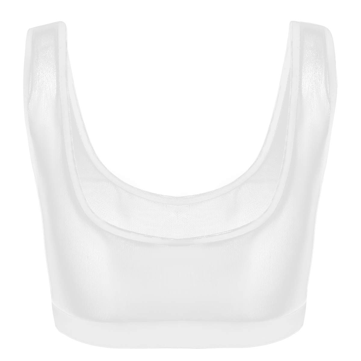 ACSUSS Women's Lingerie - Sleeveless See-Through Mesh Bralette Bra with Deep U Neckline, Vest Tank Crop Top in White (4X-Large) | Perfect for Date Night, Loungewear & Layering Outfits
