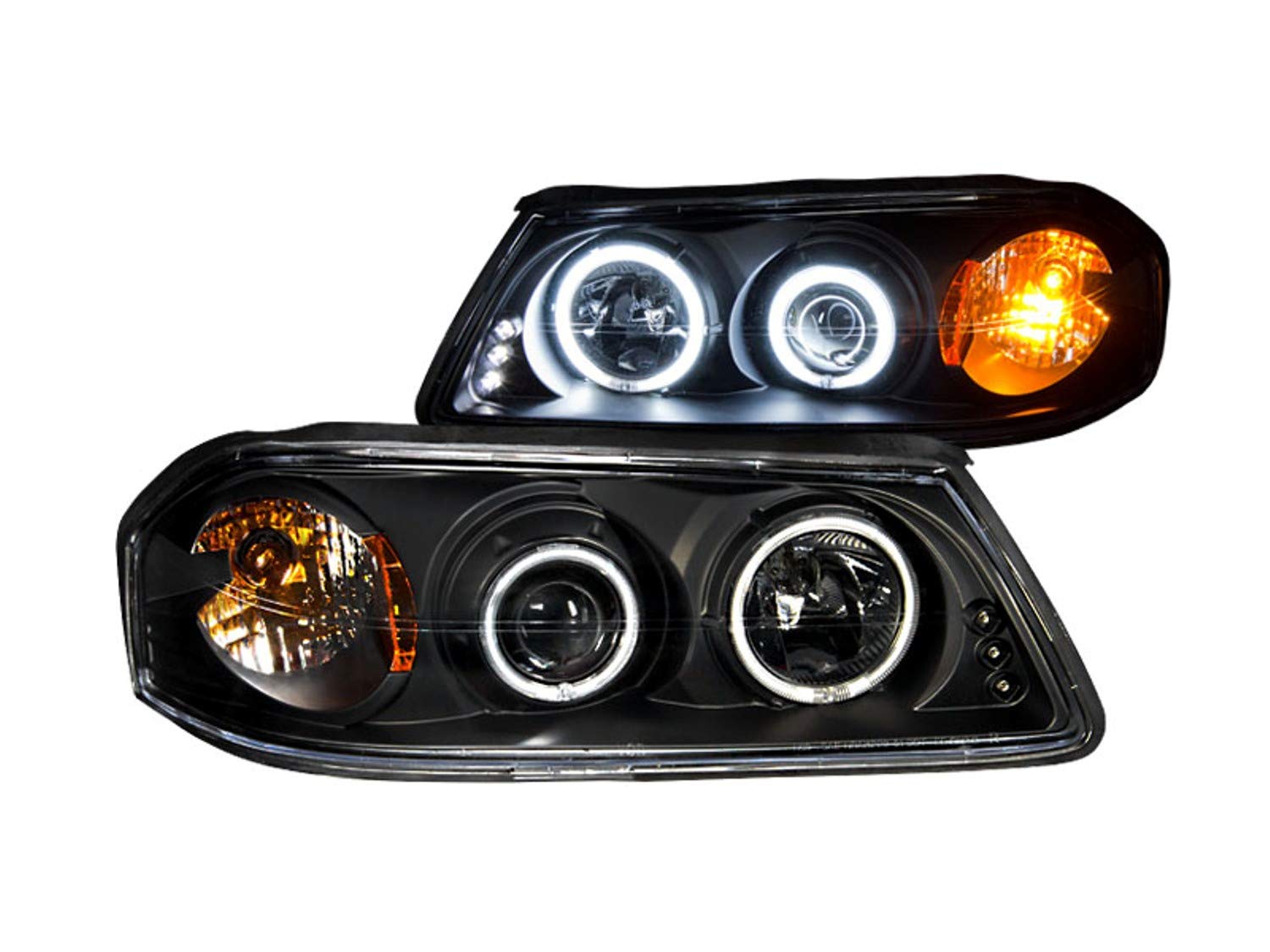 AnzoUSA 121289 Black Clear/Amber Projector Halo Headlights for Chevrolet Impala (Pair) - High Performance LED Lights for Night Driving & Enhanced Style