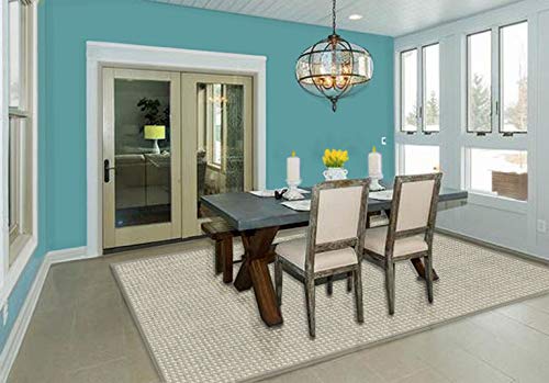 8'x12' Limestone Waffle Pattern Eco-Friendly DuraKnit Pile & Loop Carpet - Indoor/Outdoor Area Rugs & Runners for Living Room, Bedroom, Patio & Deck