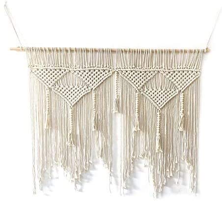 Bohemian Macrame Tapestry Wall Hanging - Handwoven Cotton Rope Boho Decor for Living Room, Bedroom, Wedding Backdrop (Creamy-White) | Perfect for Home Decor, Photo Shoot Background & Boho Chic Interior Design