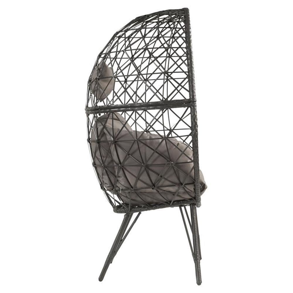 Acme Aeven Light Gray and Black Wicker Teardrop Patio Lounge Chair - Outdoor Furniture for Poolside, Garden & Backyard Relaxation