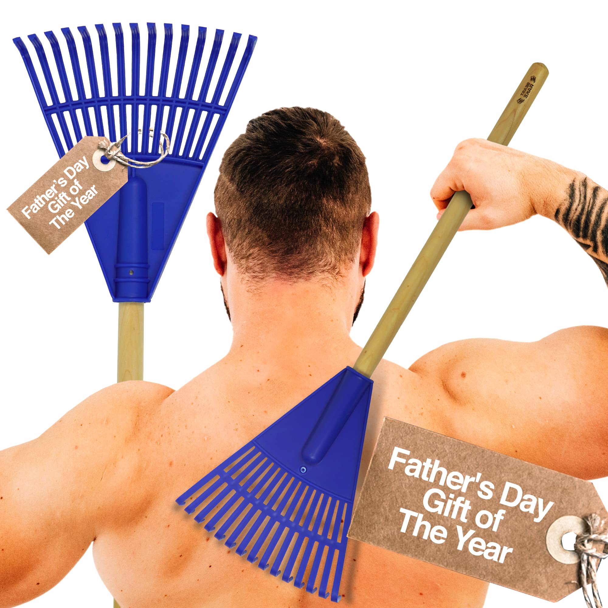 Beast Rake Back Scratcher - 15 Prong Extra Wide Itch Relief Tool with Anti-Slip Ergonomic Handle for Men & Women | Lightweight Oversized Back Scratcher for Home, Office & Travel (Blue)