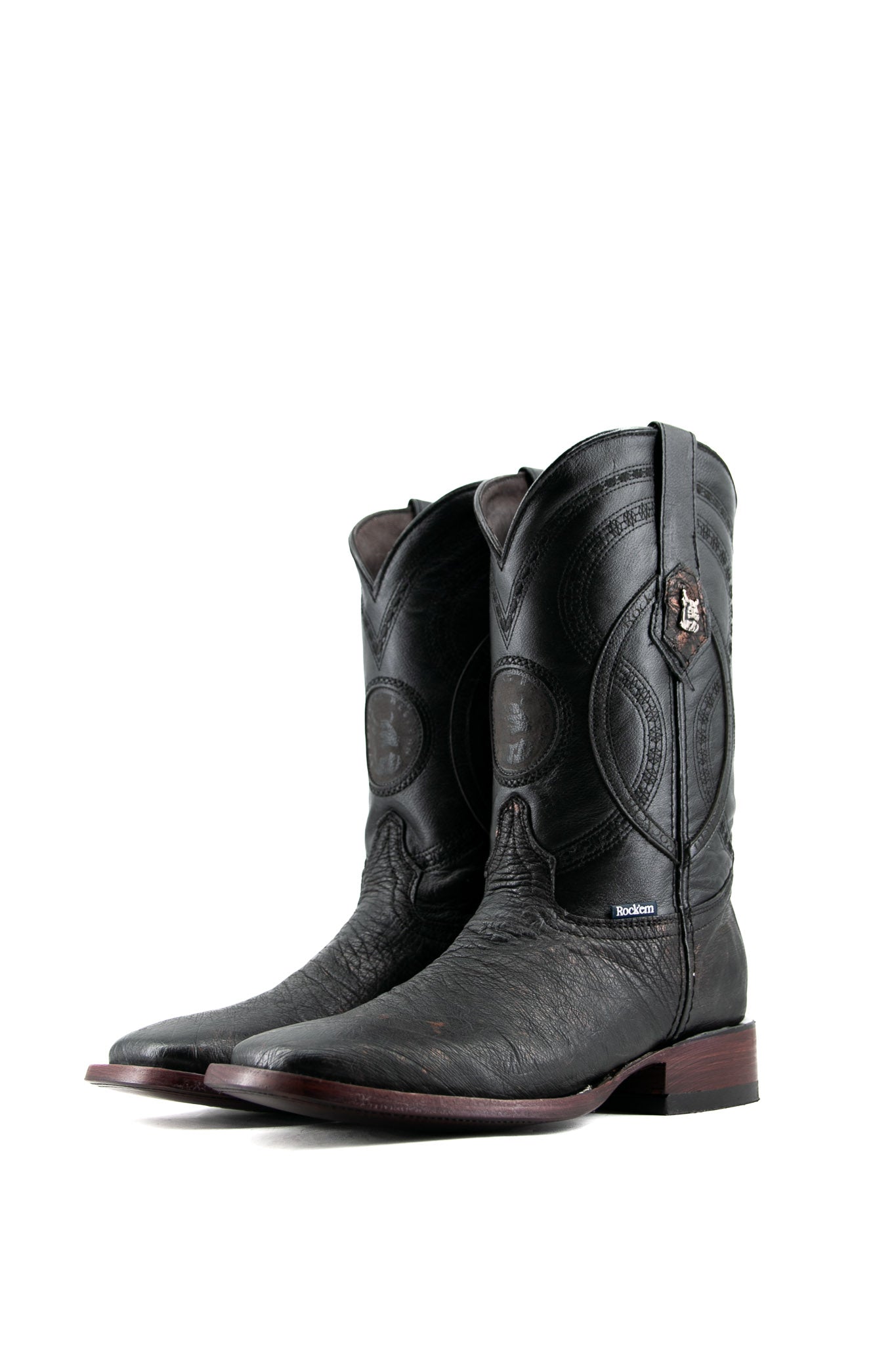 Premium Smooth Ostrich Leather Square Toe Cowboy Boots for Men - Western Style Riding Boots with Exotic Skin - Perfect for Rodeo, Country Music Festivals & Western Fashion
