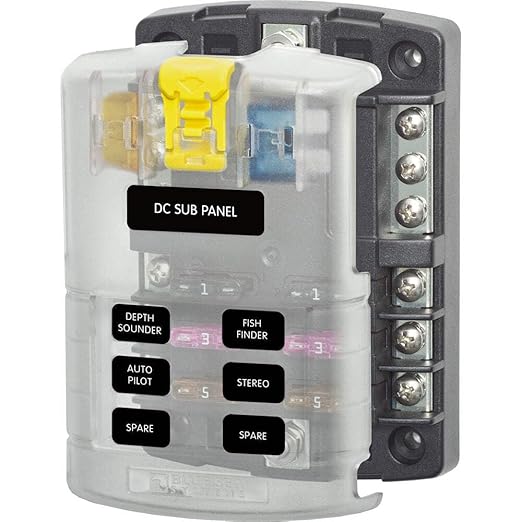 Blue Sea Systems 6 Circuit ATC Fuse Block with Negative Bus Cover - Marine & Automotive Electrical Protection for Boats, RVs, and Trucks