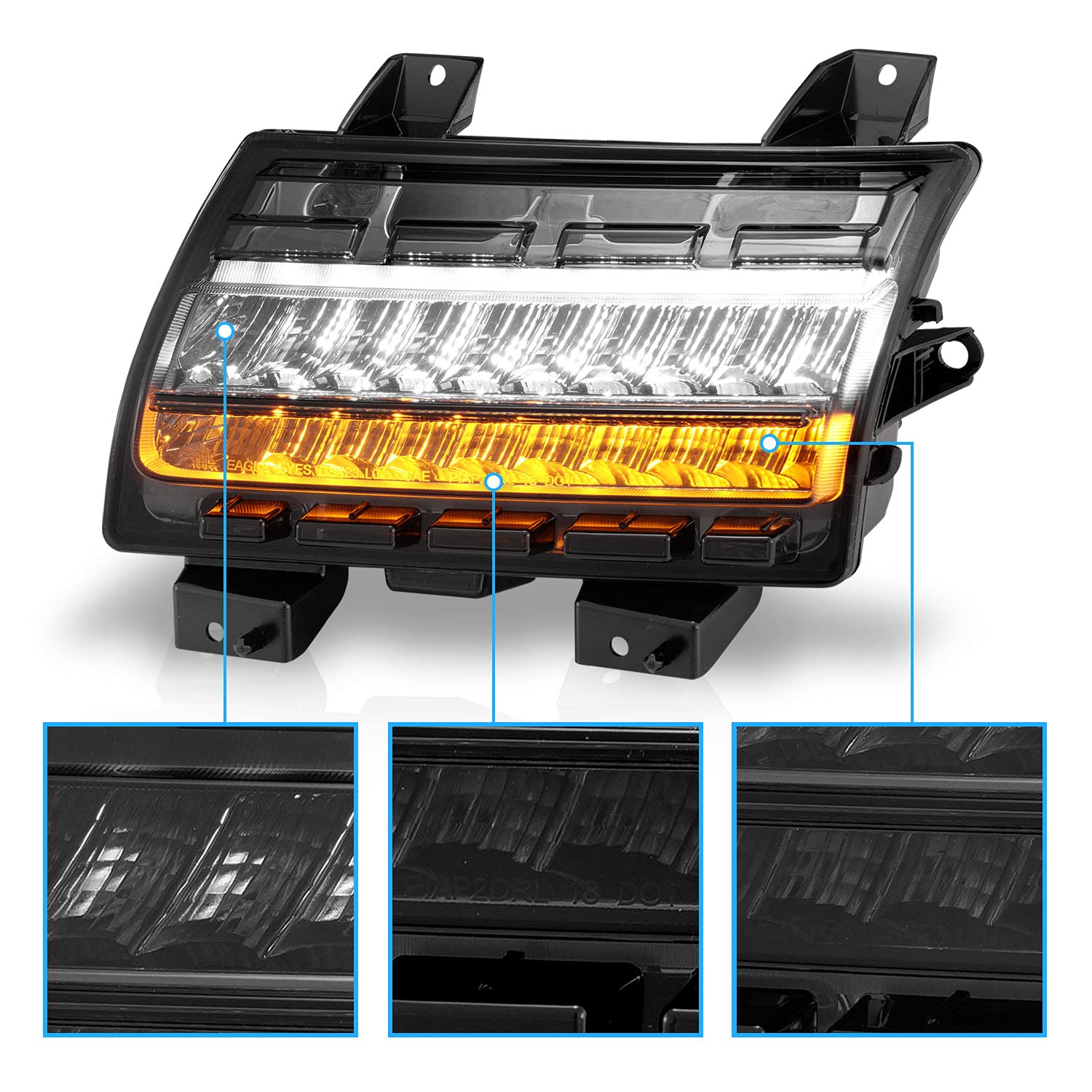 2018-2020 Jeep Wrangler JL LED Bumper Lights - Sequential Turn Signals with DRL & Smoke Lens - Driver & Passenger Side - Off-Road & Night Driving Upgrade