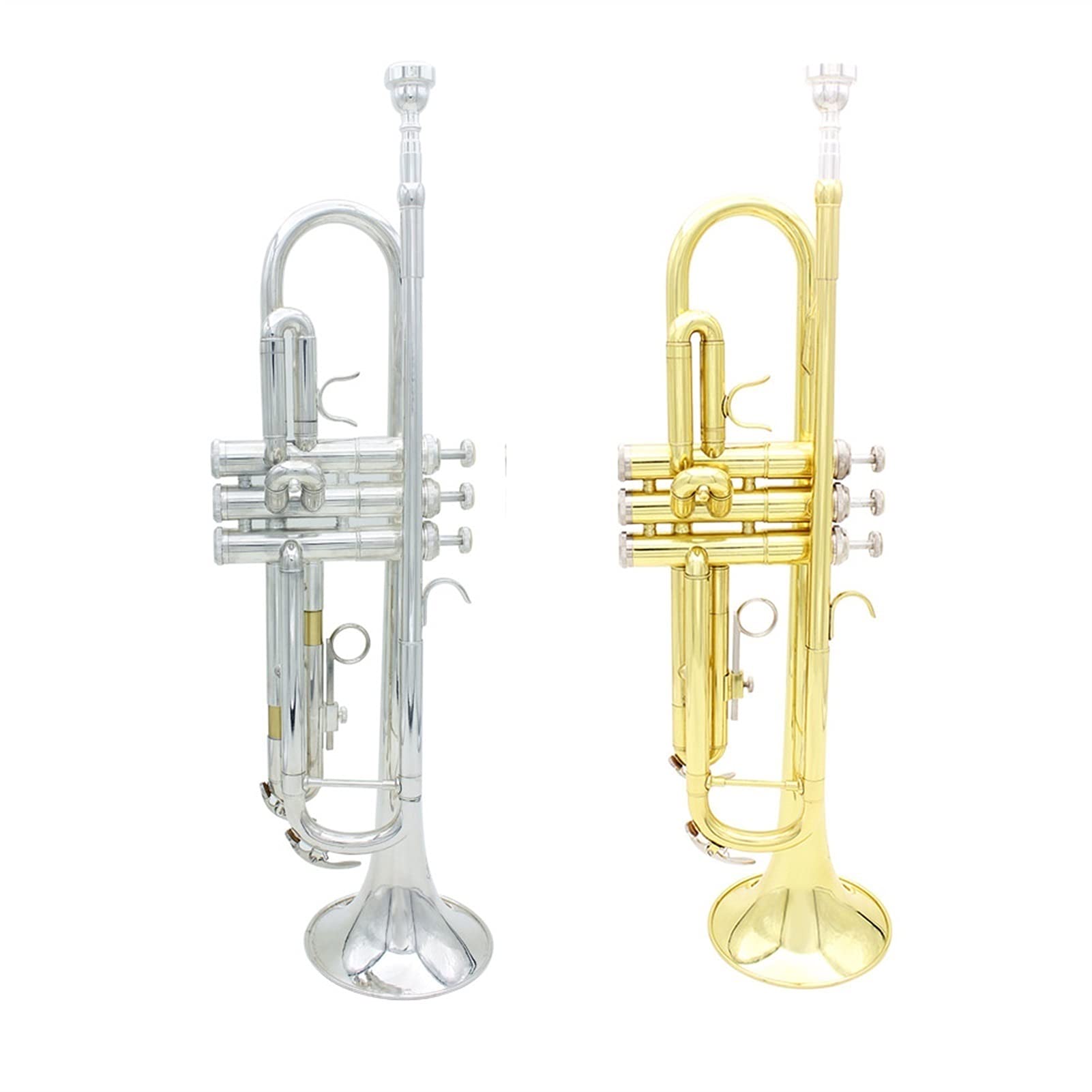 Professional Bb B Flat Brass Trumpet Set with Mouthpiece & Gloves - Premium Silver Finish for School Bands, Jazz Performances & Music Practice