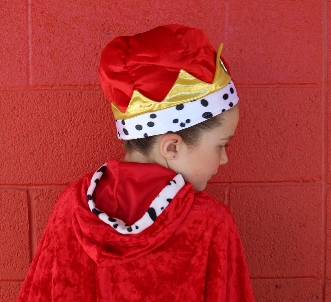 Red Velvet King Crown Hat for Cosplay, Halloween Costume, Themed Parties & Royal Events - Luxurious Velour Fabric for Ultimate Comfort
