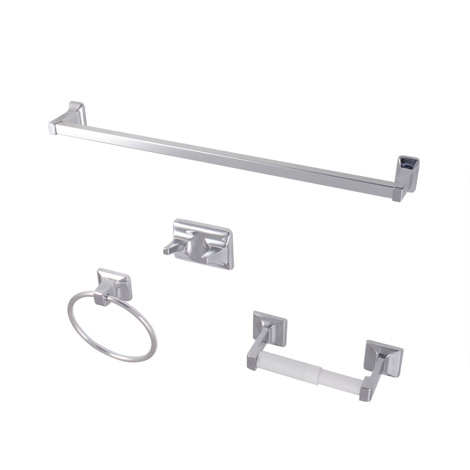 Americana BA0104C 4-Piece 24-Inch Chrome Towel Bar Set - Bathroom Hardware Accessories for Modern Homes, Spa & Guest Bathrooms
