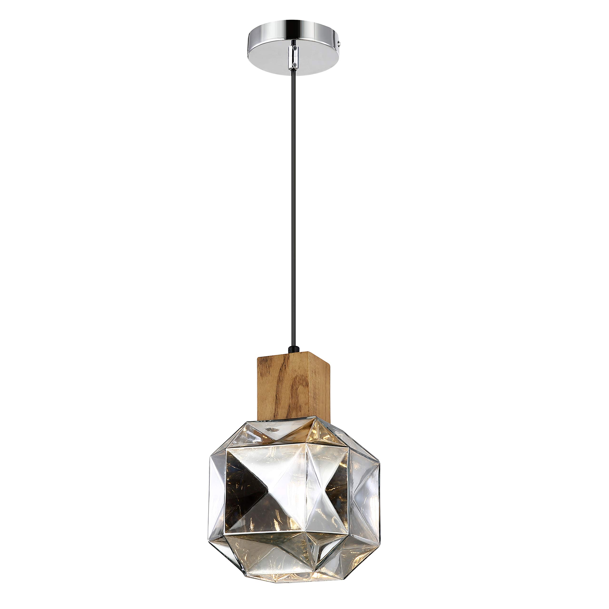 LS-C396-CH Cassis Pendant Light in Chrome Finish - Modern Hanging Fixture for Dining Room, Kitchen Island & Bedroom Lighting