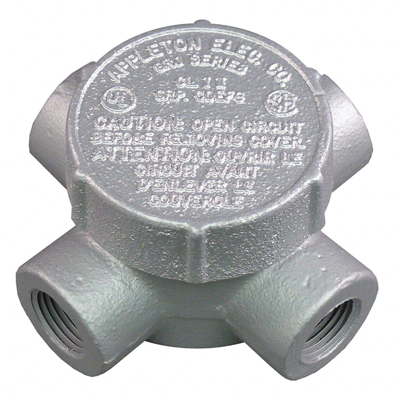 Appleton Electric GRJX75 Iron Conduit Outlet Body - Threaded Round X Style for Industrial & Commercial Wiring - Durable Electrical Conduit Fitting for Harsh Environments