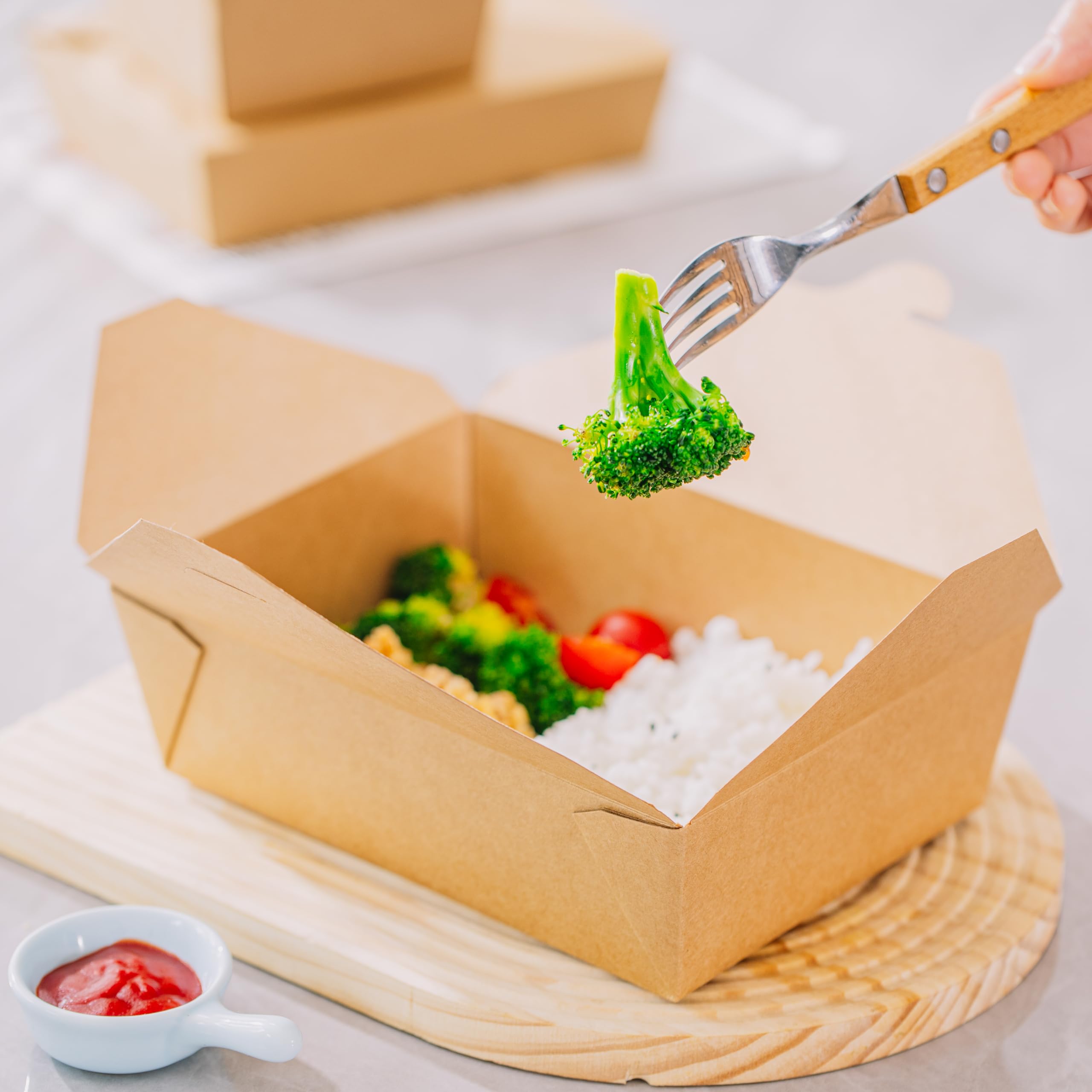 Eco-Friendly 25-Pack Kraft Microwavable Takeout Containers with Lids - 49oz Disposable Food Storage Boxes for Meal Prep, Catering & Freezer Use - Perfect for Restaurants, Home Baking & Food Packaging Supplies - Ideal for Takeout Meals, Party Catering & Leftover Storage