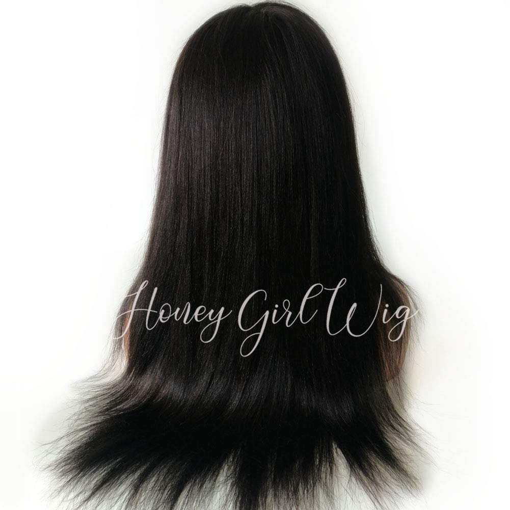 360 Lace Front Human Hair Wig - Light Yaki 180 Density with Baby Hair & Pre-Plucked Hairline | 12 Inch Natural Looking Wig for Daily Wear, Parties & Special Occasions