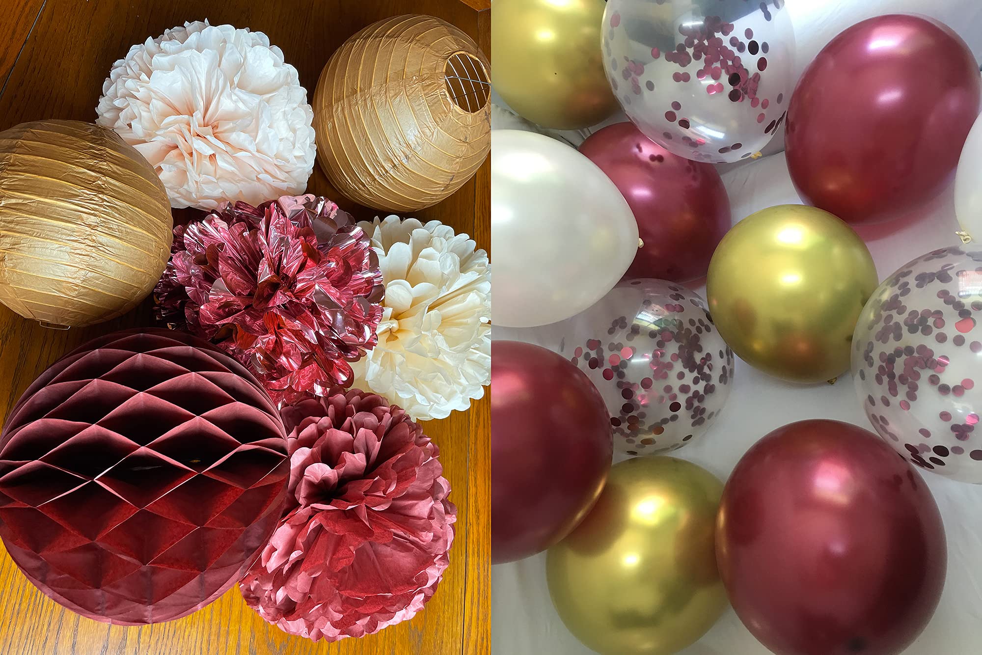 Burgundy & Gold Bachelorette Party Decorations - Elegant Maroon Bridal Shower Decor for Fall Weddings, Wine Red Champagne Themed Wedding Decorations - Perfect for Romantic Celebrations & Anniversary Parties