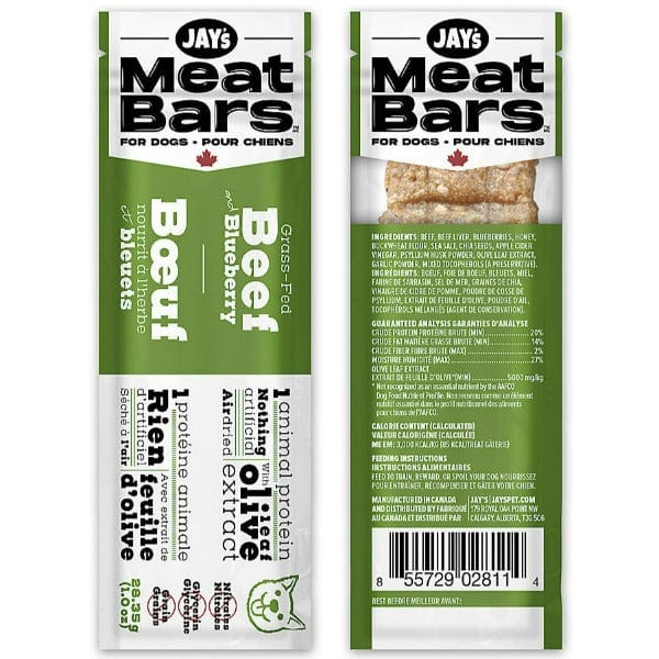 Jay's Premium Beef & Blueberry Meat Bars for Dogs - High Protein Dog Treats for Training, Rewards & On-the-Go Snacks
