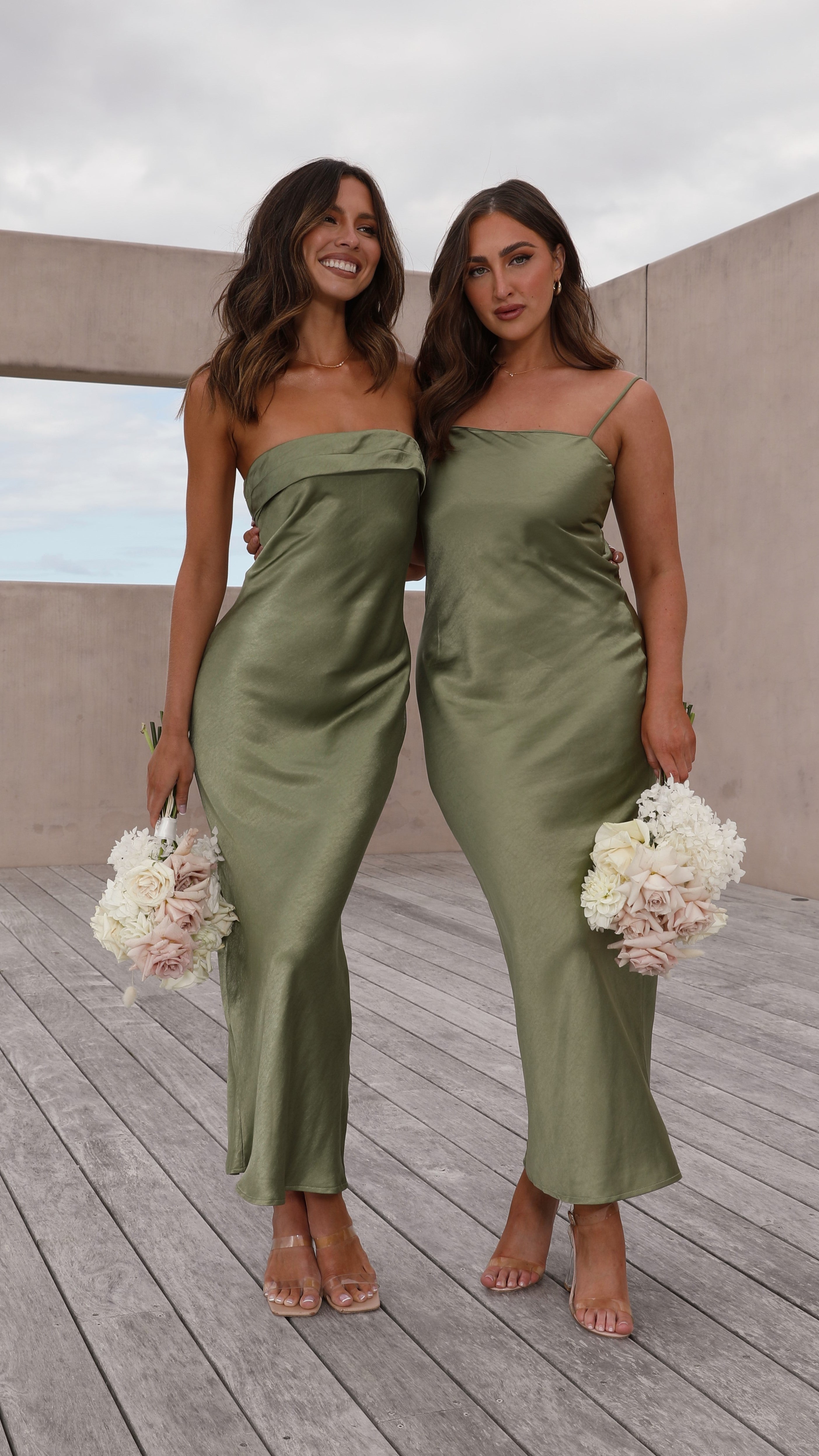 Gisele Maxi Dress for Women - Flowy Olive Green Long Dress with Side Slits, Perfect for Beach, Vacation & Summer Outfits