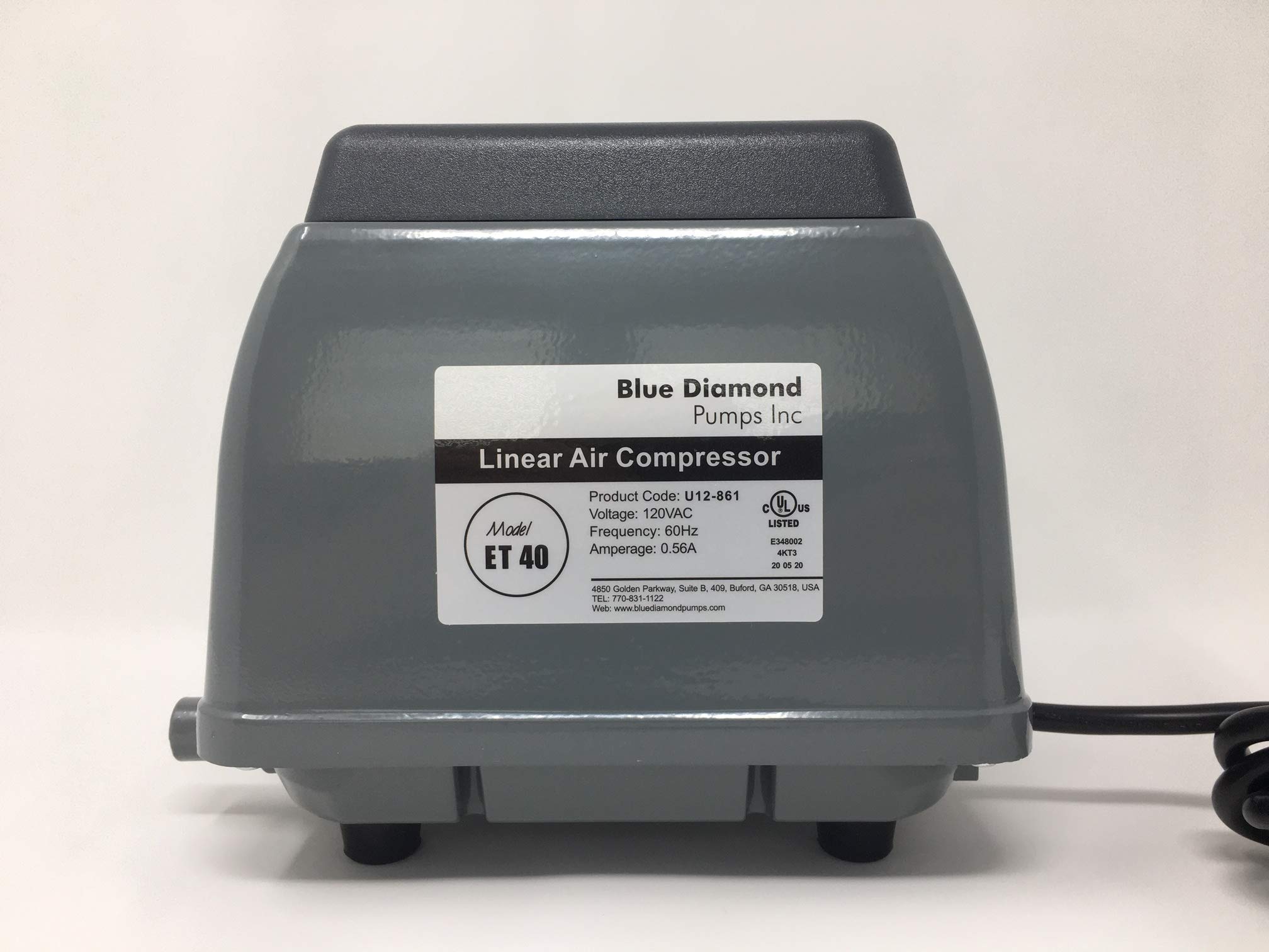 Blue Diamond ET 40 Linear Diaphragm Air Pump for Septic Tanks, Ponds & Aquariums - High Efficiency Quiet Air Pump for Aeration, Water Treatment & Fish Tanks
