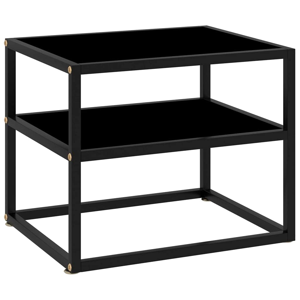 Modern 2-Tier Industrial Side Table with Tempered Glass & Black Metal Base - Accent Coffee Table, Sofa End Table, or Nightstand for Living Room & Bedroom - Perfect for Small Spaces, Apartments, and Home Decor