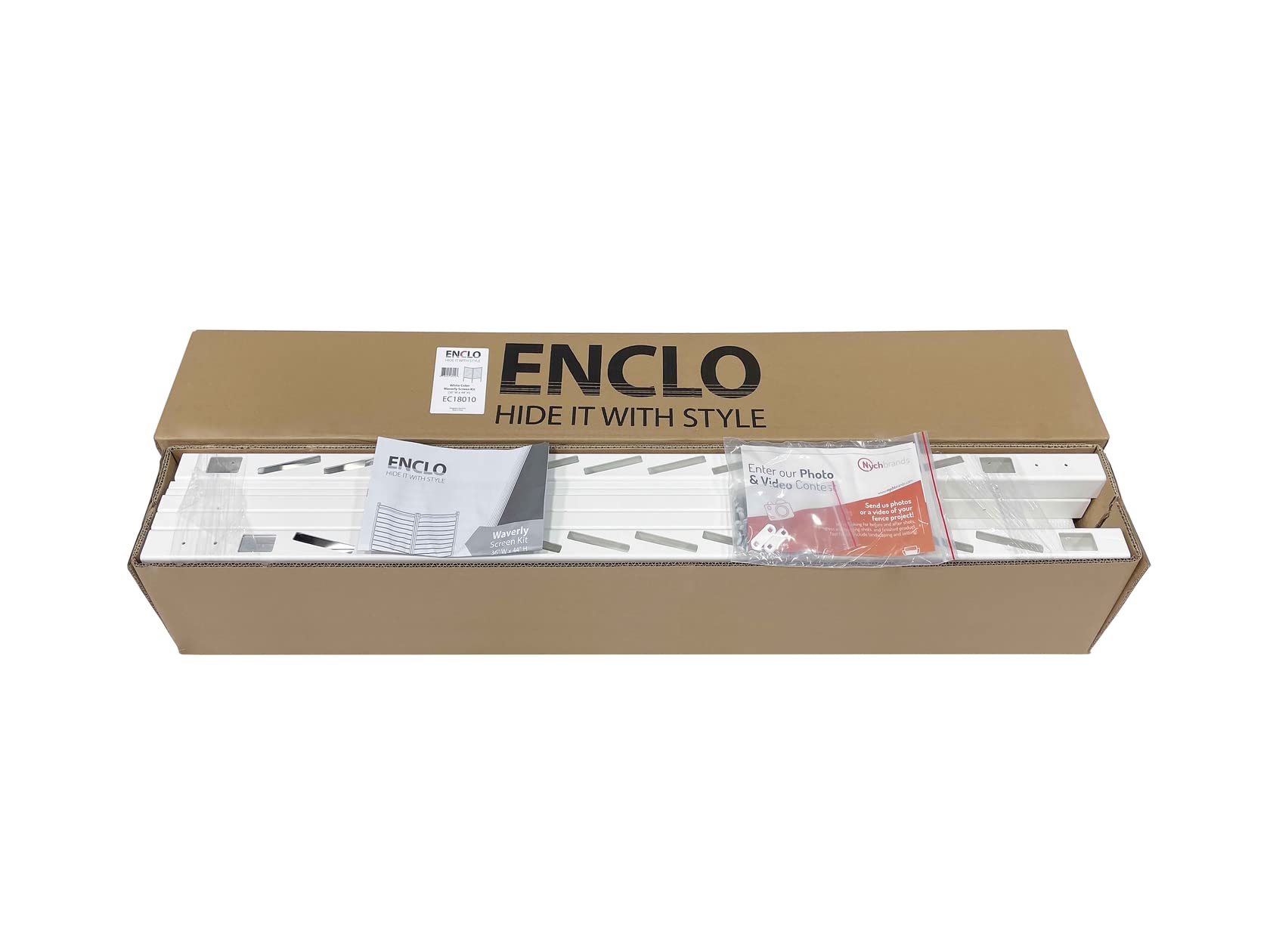 44in H x 36in W (2 Panels) No Dig Enclosure Waverly White Vinyl Privacy Screen - Outdoor Privacy Fence for Trash Cans, AC Units, Pool Equipment & Backyard Decoration - Easy Installation No Dig Design - EC18010