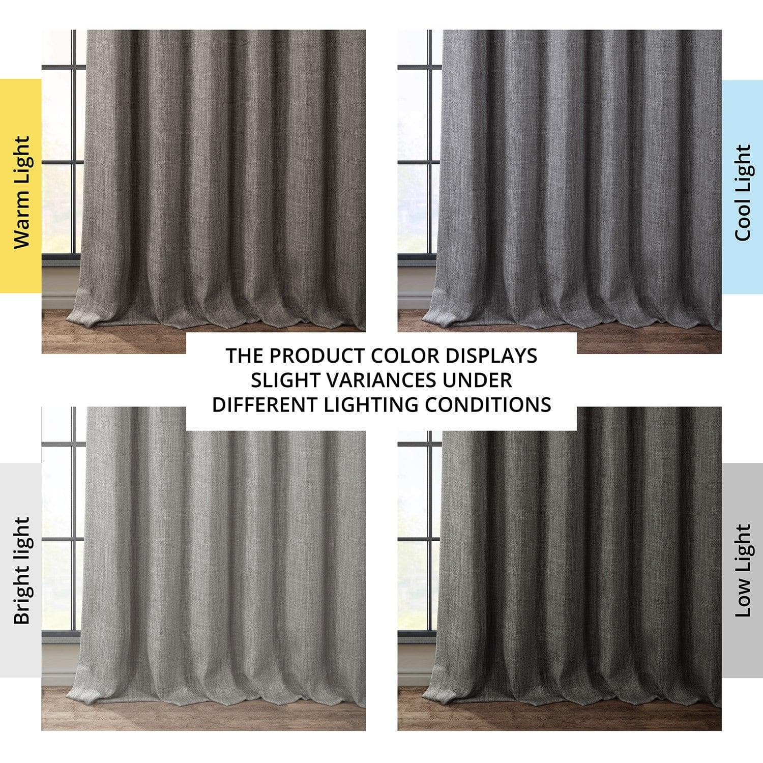 Grey Textured Faux Linen Blackout Curtains for Living Room & Bedroom - Thermal Insulated Window Drapes for Light Blocking & Privacy