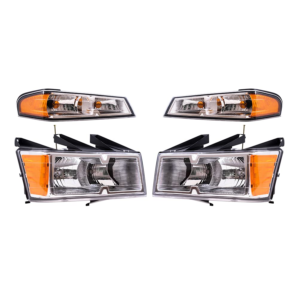 2005-2008 Chevy Colorado Xtreme Package Replacement Headlights - Driver & Passenger Side LED Headlamps + Parking Signal Lights 4-Piece Set | Improved Night Visibility & Style Upgrade for Off-Road Driving