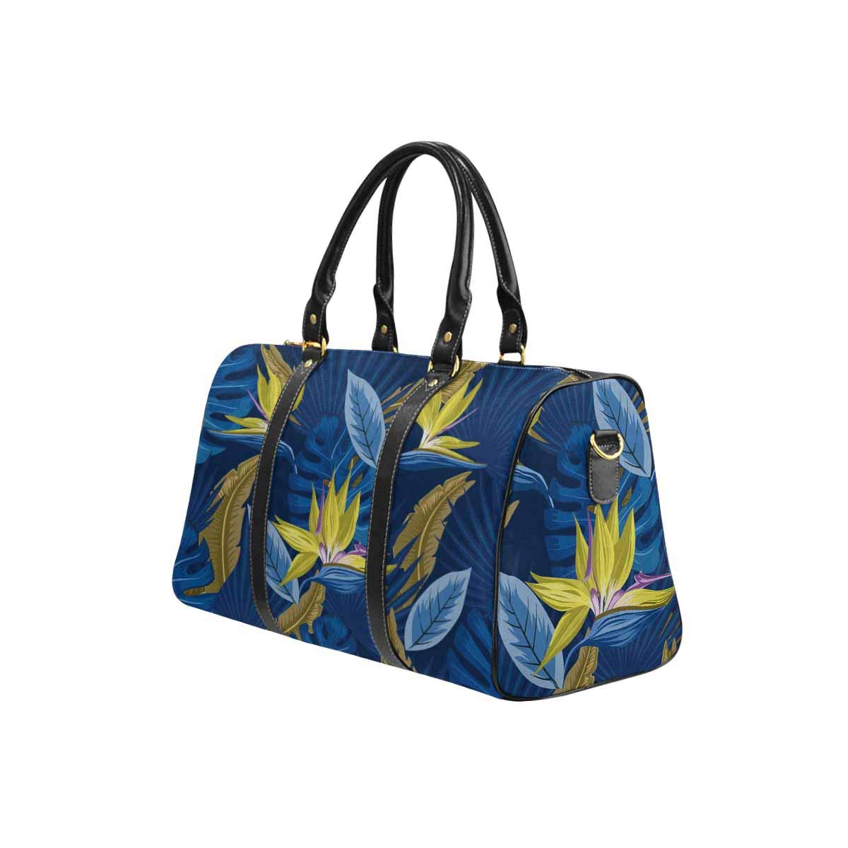 INTERESTPRINT Waterproof Travel Duffel Bag with Tropical Palm Leaves & Bird of Paradise Floral Design - Perfect for Overnight Trips, Beach Vacations & Gym Workouts
