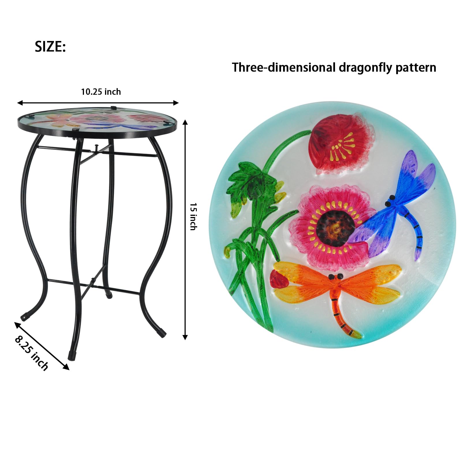 Compact Outdoor Side Table - Metal & Glass Patio End Table for Garden, Balcony, or Indoor Decor - Perfect for Drinks, Plants & Accent Furniture