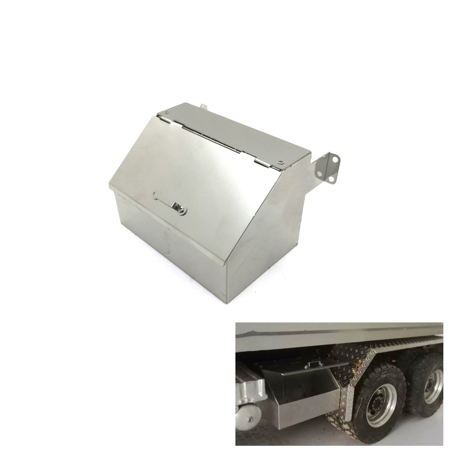 Stainless Steel Degree Metal Tool Box for 1/14 TAMIYA 56360 RC Tractor Truck - Remote Controlled Car DIY Accessory | US Stock | Perfect for RC Model Building & Maintenance
