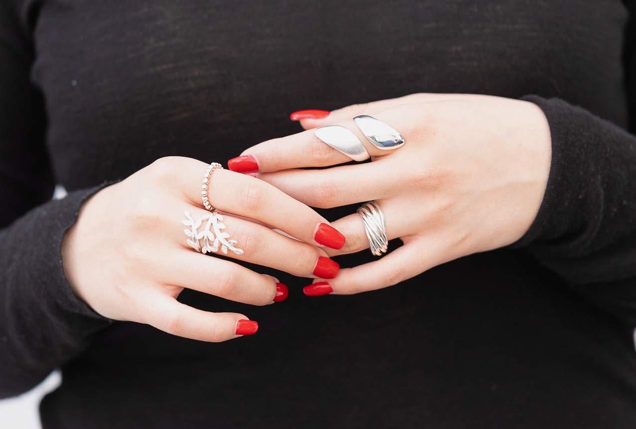 Spiraled Wave Paddle Shovel Ring for Women - 925 Sterling Silver Open Brushed Jewelry | Elegant SILBERMOOS Fashion Ring for Everyday Wear & Special Occasions