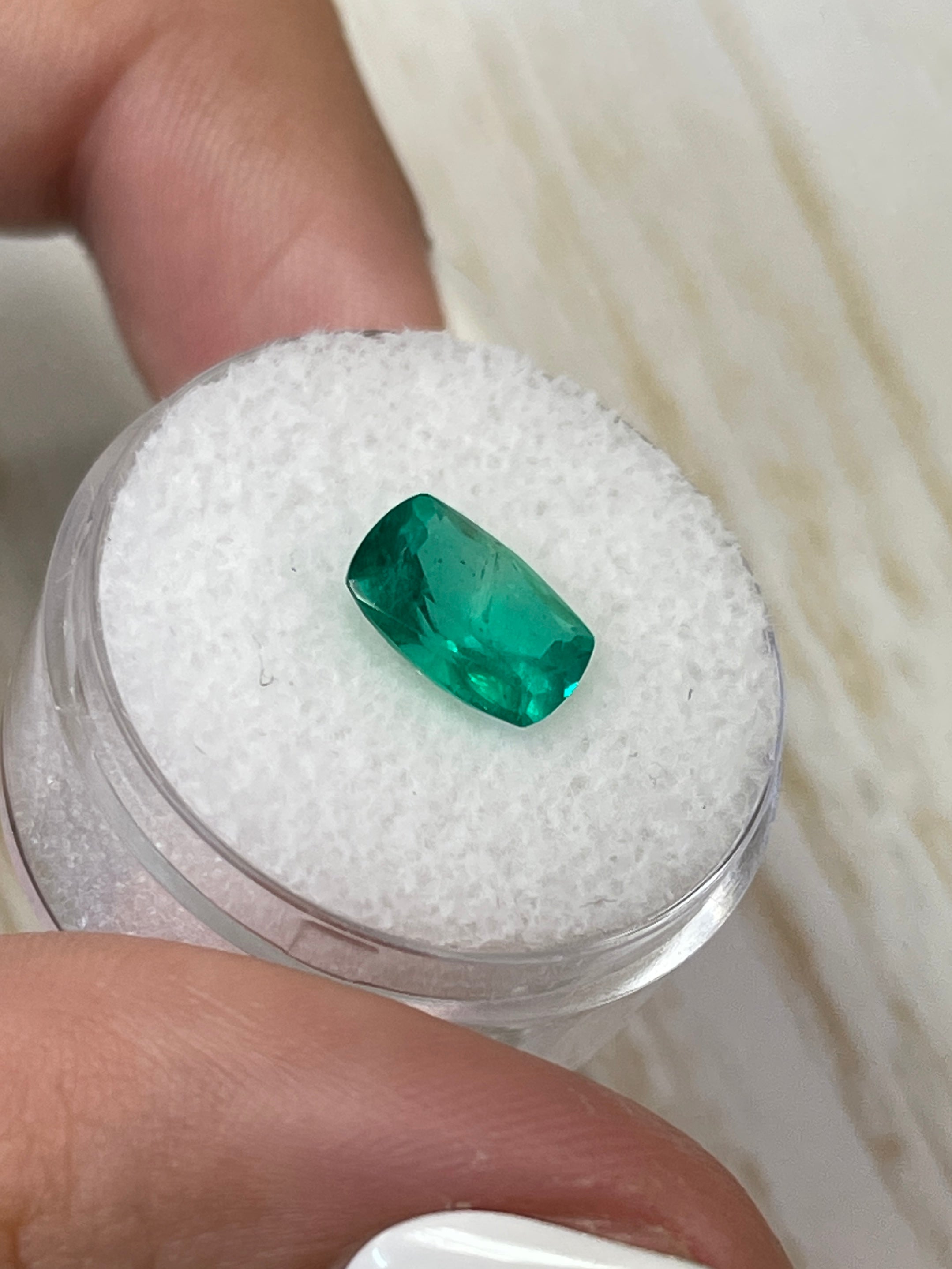 1.85 Carat 10x7mm Vivid Green Natural Colombian Loose Emerald - Elongated Cushion Cut Gemstone for Jewelry Making & Engagement Rings