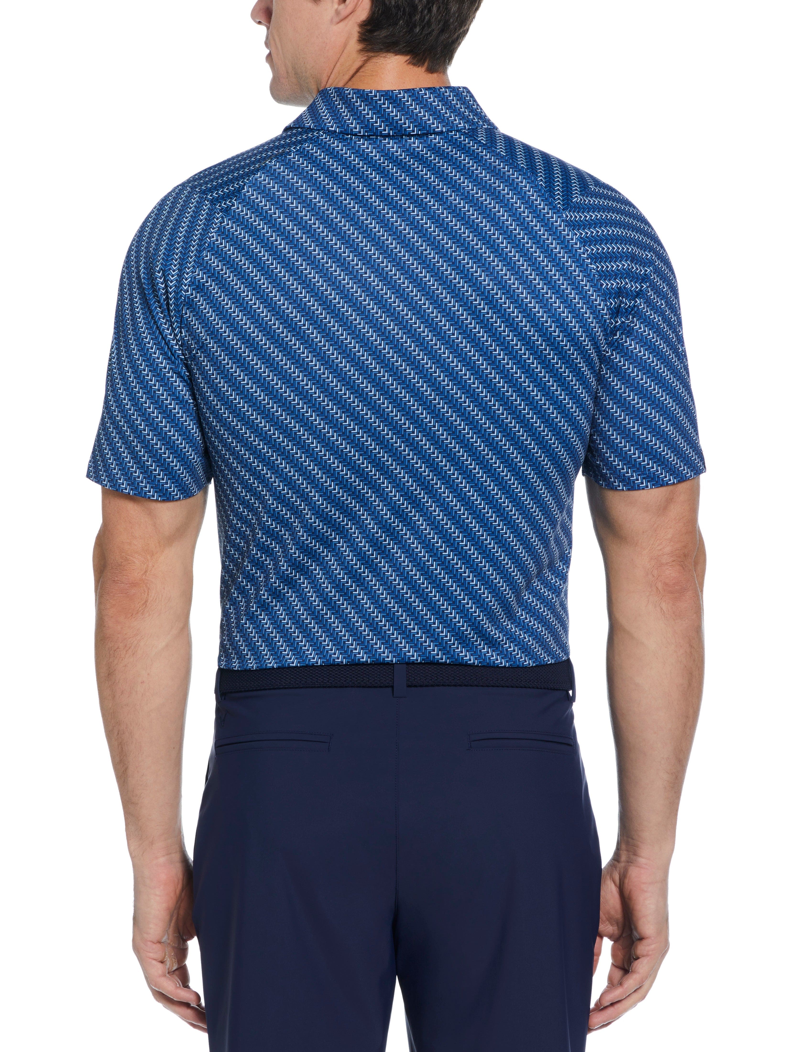 Men's Stylish Chevron Twill Print Polo Shirt - Casual & Business Wear for Office, Golf & Outdoor Activities