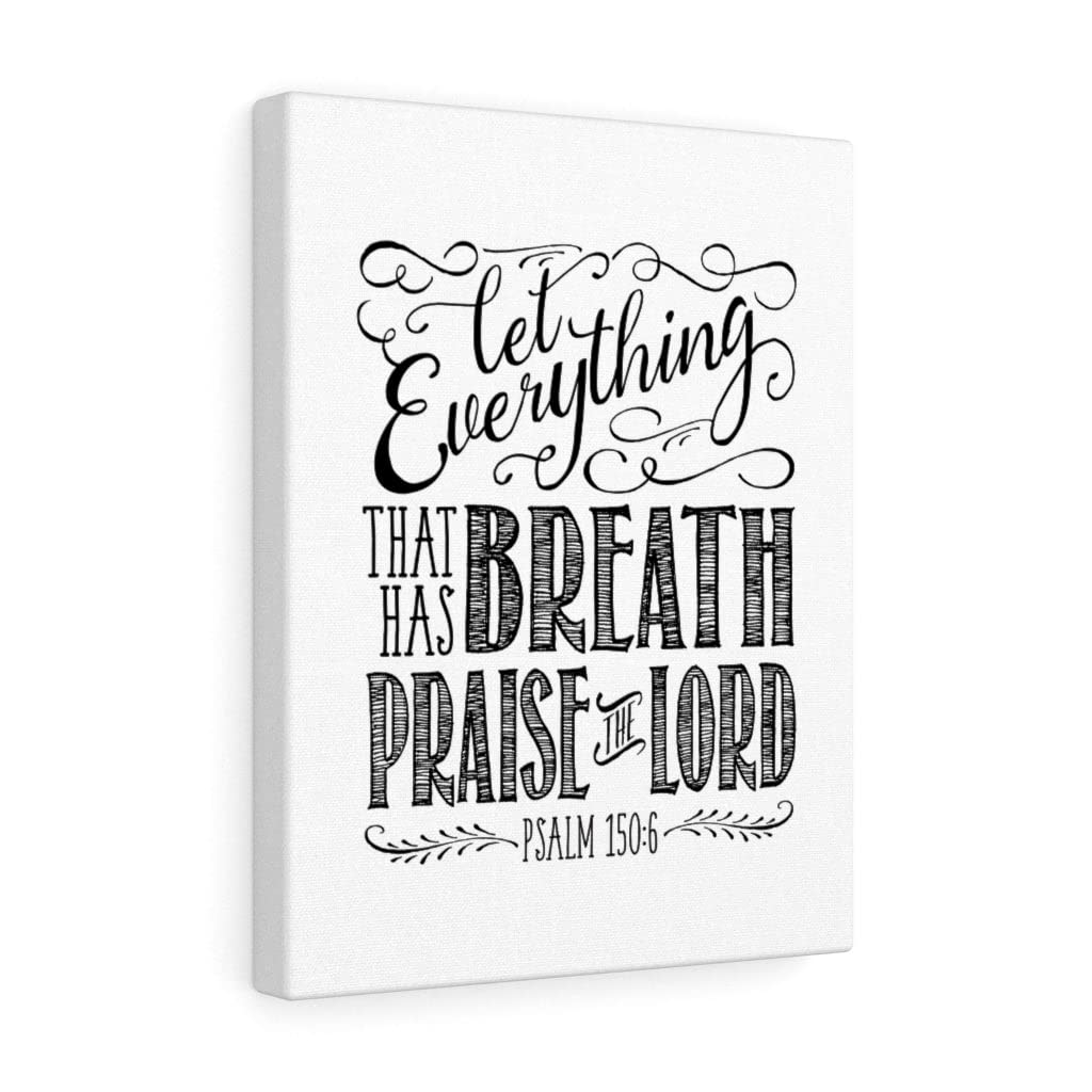 Christian Wall Art with Bible Verse - Psalm 150:6 Scripture Print, Ready to Hang Home Decor for Living Room, Bedroom & Church | Express Your Love Gifts, Praise The Lord Pencil Design
