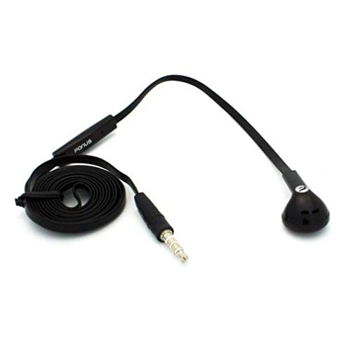 **Mono Wired Headset Single Earbud - 3.5mm Flat Black Earphone Compatible with Motorola Moto G Stylus 5G | Perfect for Calls, Gaming & Work**