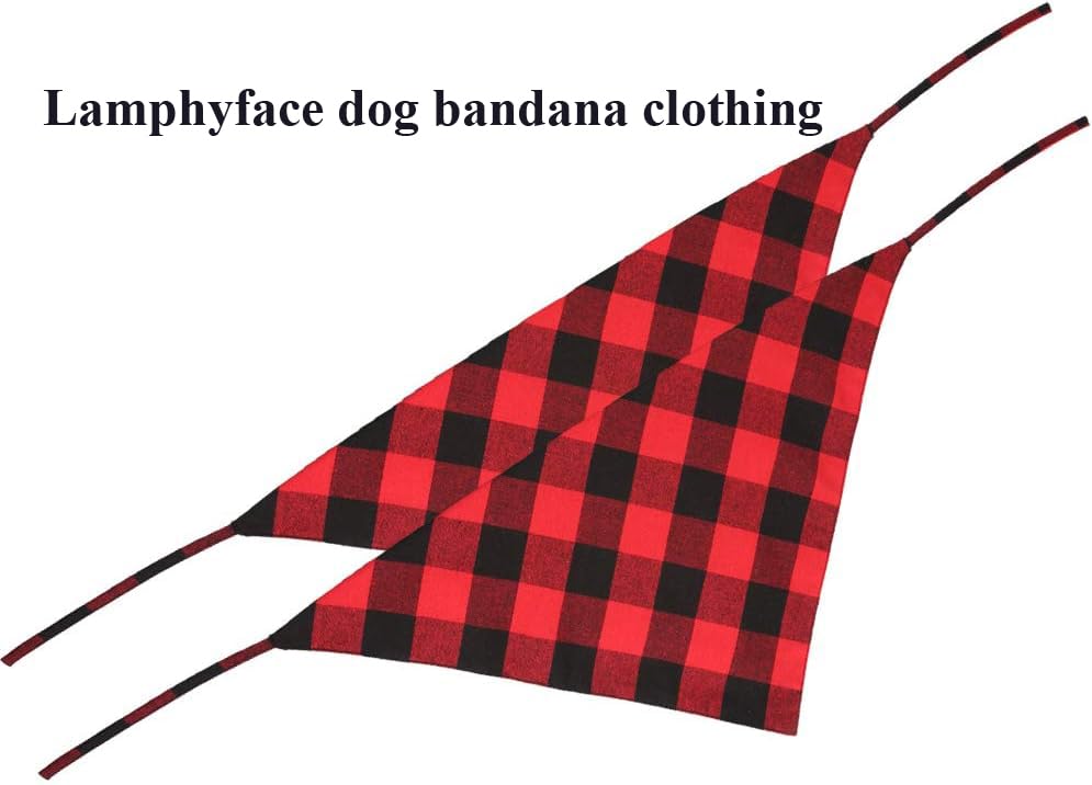 Lamphyface 2 Pack Christmas Dog Bandanas - Red Black Plaid Pet Bandana Scarf for Small Medium Large Dogs - Perfect for Holiday Photos, Parties & Festive Outfits