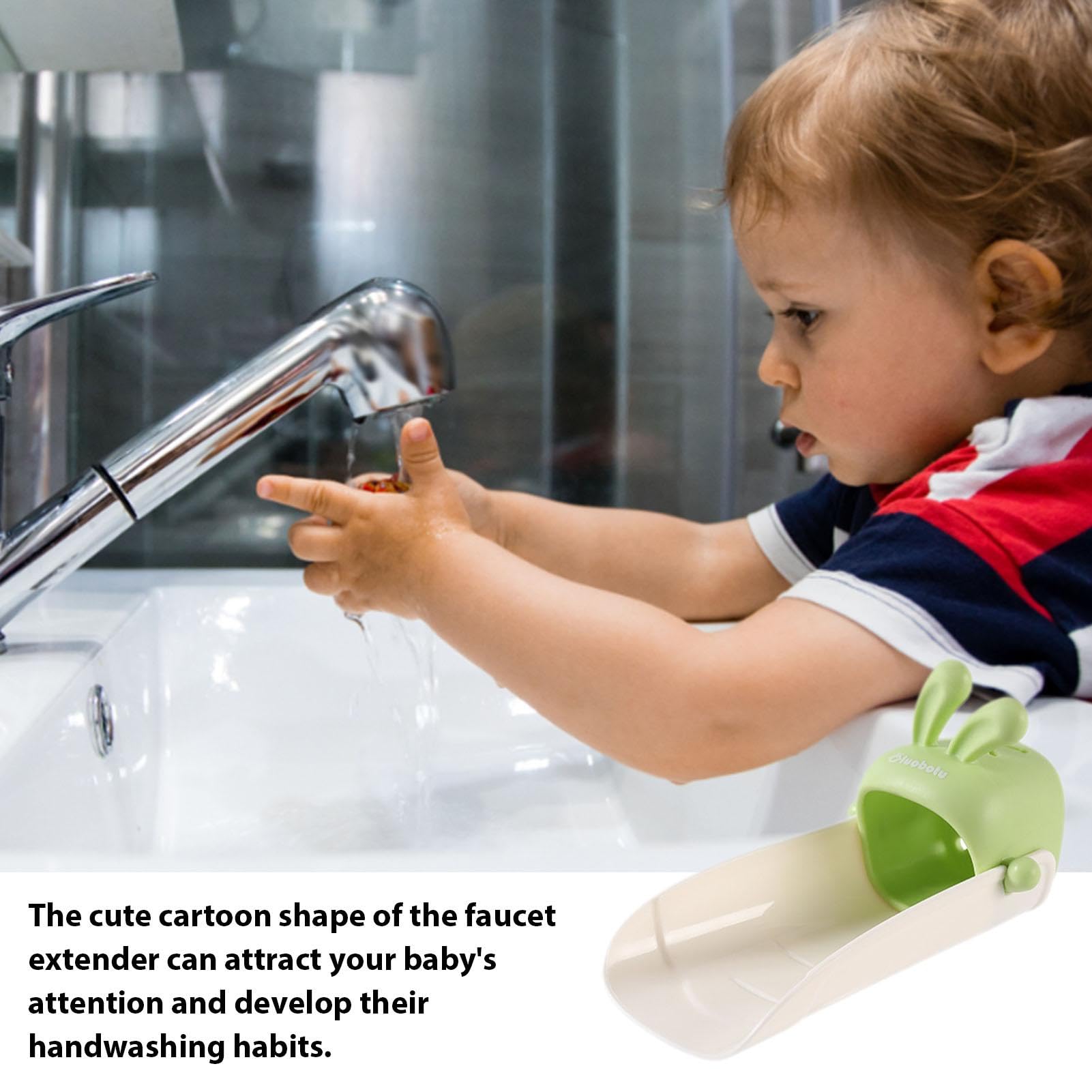 **Cartoon Silicone Bathtub Faucet Extender for Kids - Adjustable Sink Spout Cover, Hand Washing Helper for Toddlers & Children - Perfect for Bathroom Sink, Safe & Fun Hand Washing Experience**    *(Use Case: Ideal for teaching kids proper handwashing habits, making bath time easier, and preventing splashes in the bathroom sink.)*