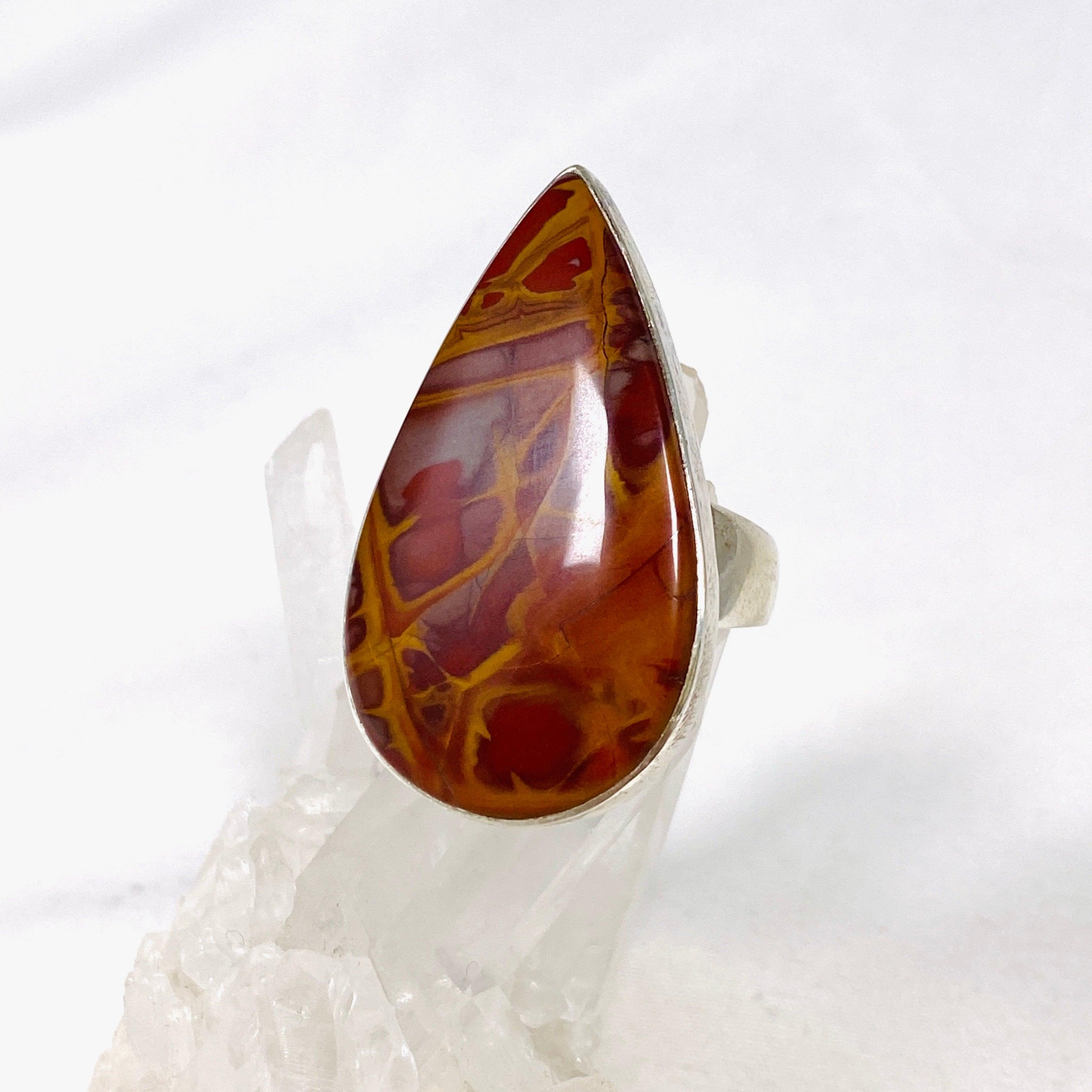 Natural Pilbara Noreena Jasper Teardrop Ring - Size 11 - KRGJ2222 - Handmade Boho Jewelry for Women - Perfect for Spiritual Healing, Meditation & Everyday Wear