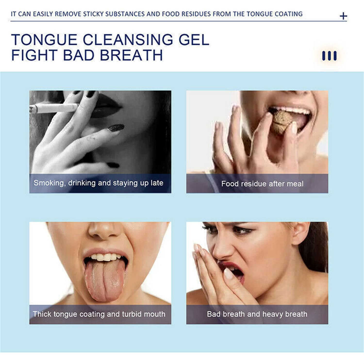 **Tongue Cleaner Scraper & Brush Kit with Fresh Breath Gel - Oral Care for Adults, Removes Bad Breath & Tongue Coating, 50g (2pcs) - Perfect for Daily Hygiene & Travel Use**